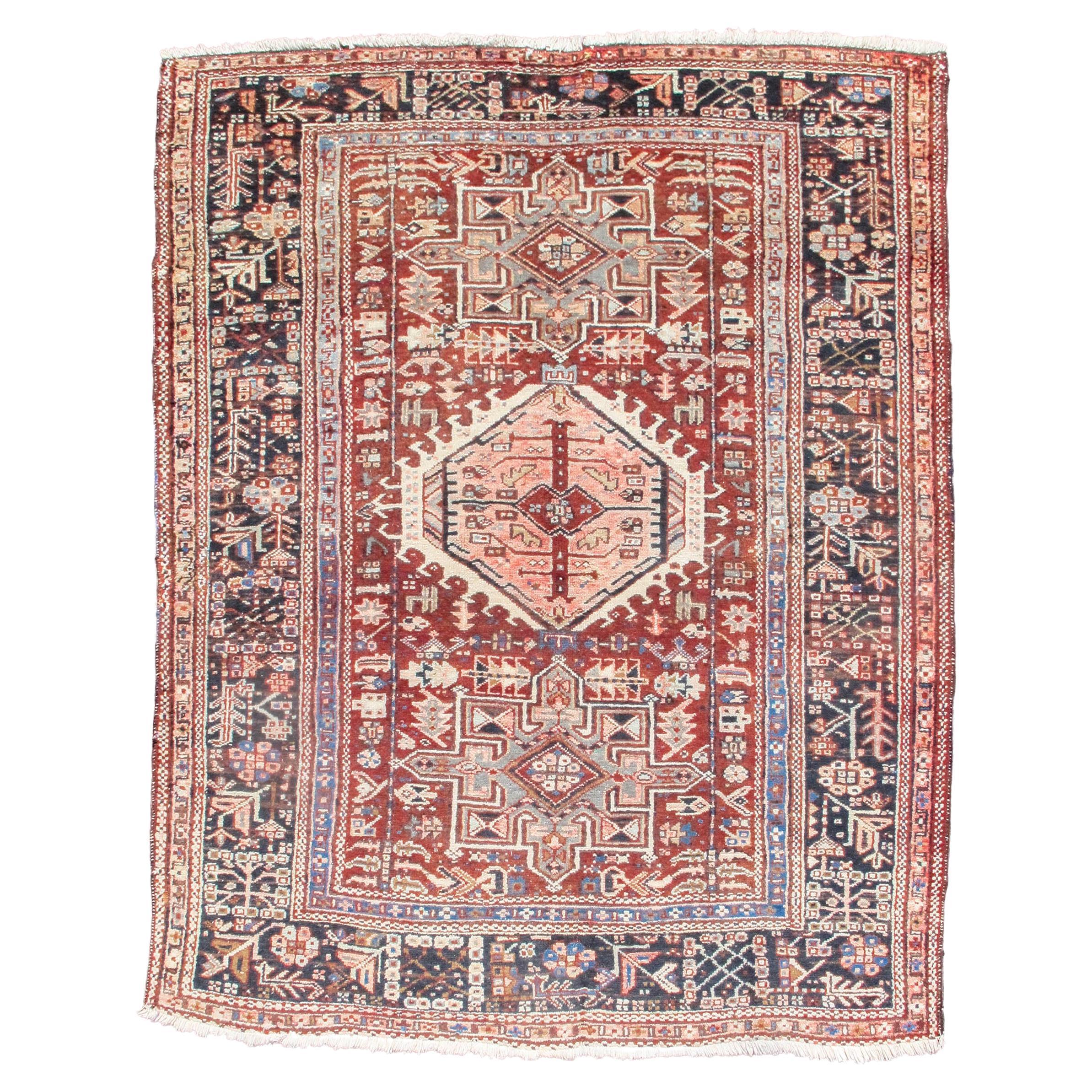 Antique Persian Karaja Rug, Mid-20th Century For Sale