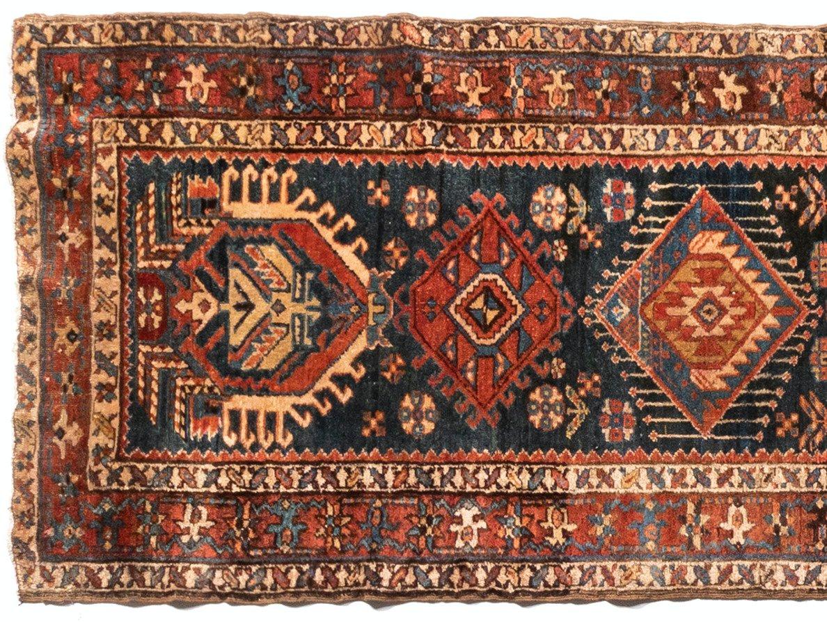 Hand-Knotted Antique Persian Karaja Runner Rug, circa 1920s For Sale