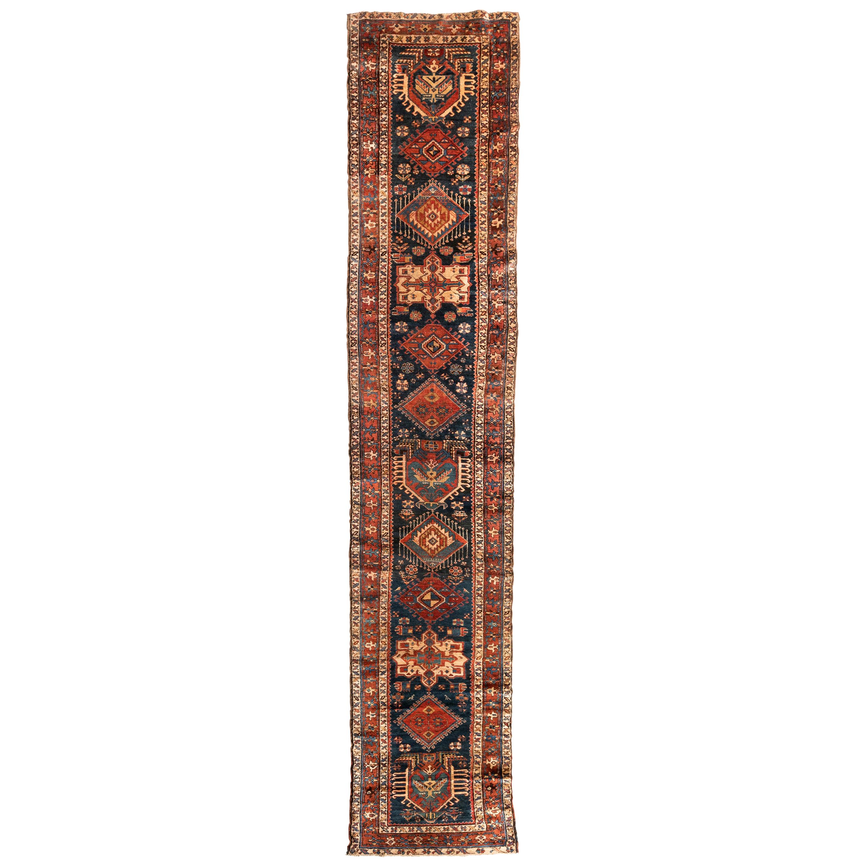 Antique Persian Karaja Runner Rug, circa 1920s For Sale
