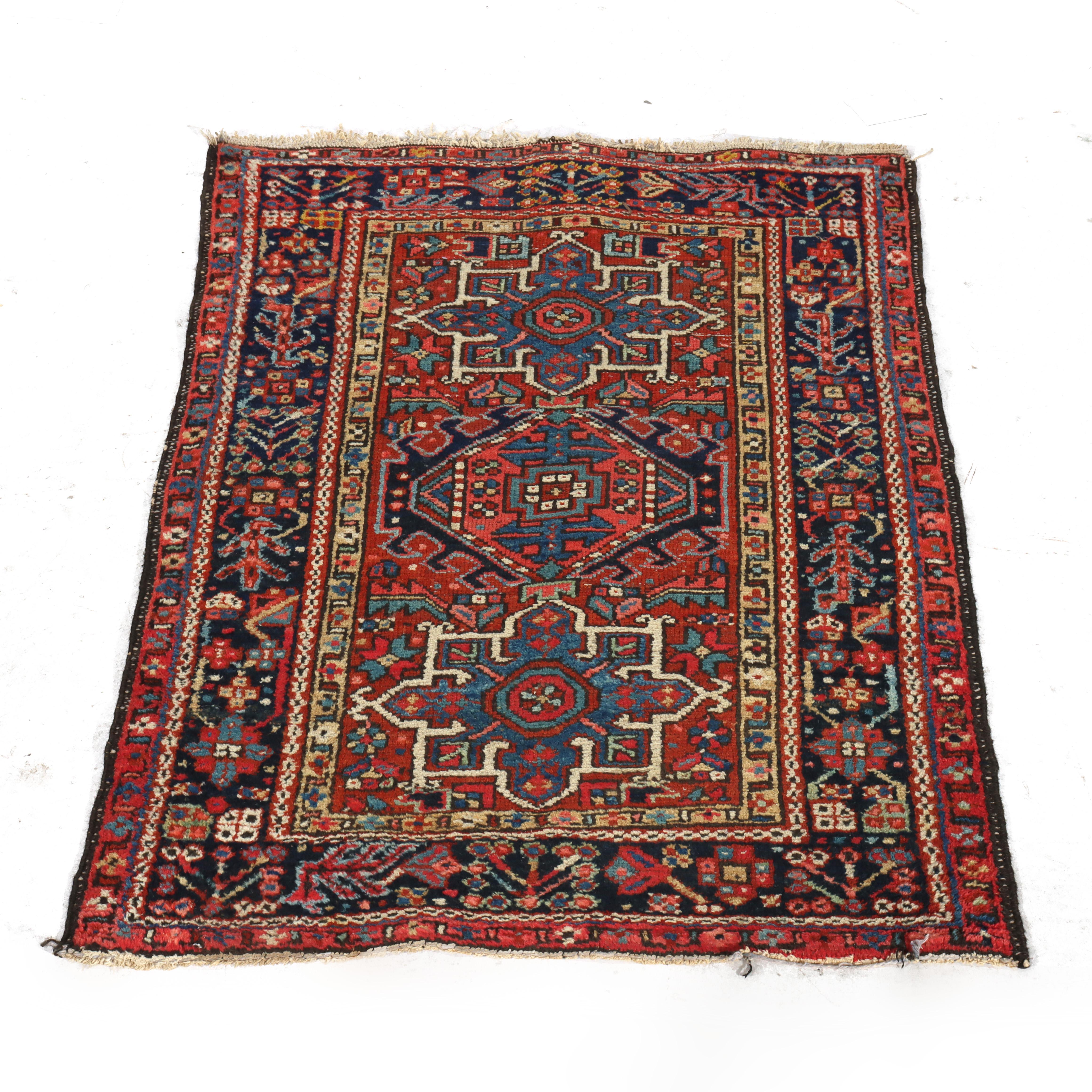 Antique Persian Karaja Throw Rug C1930
Measures - 53.75