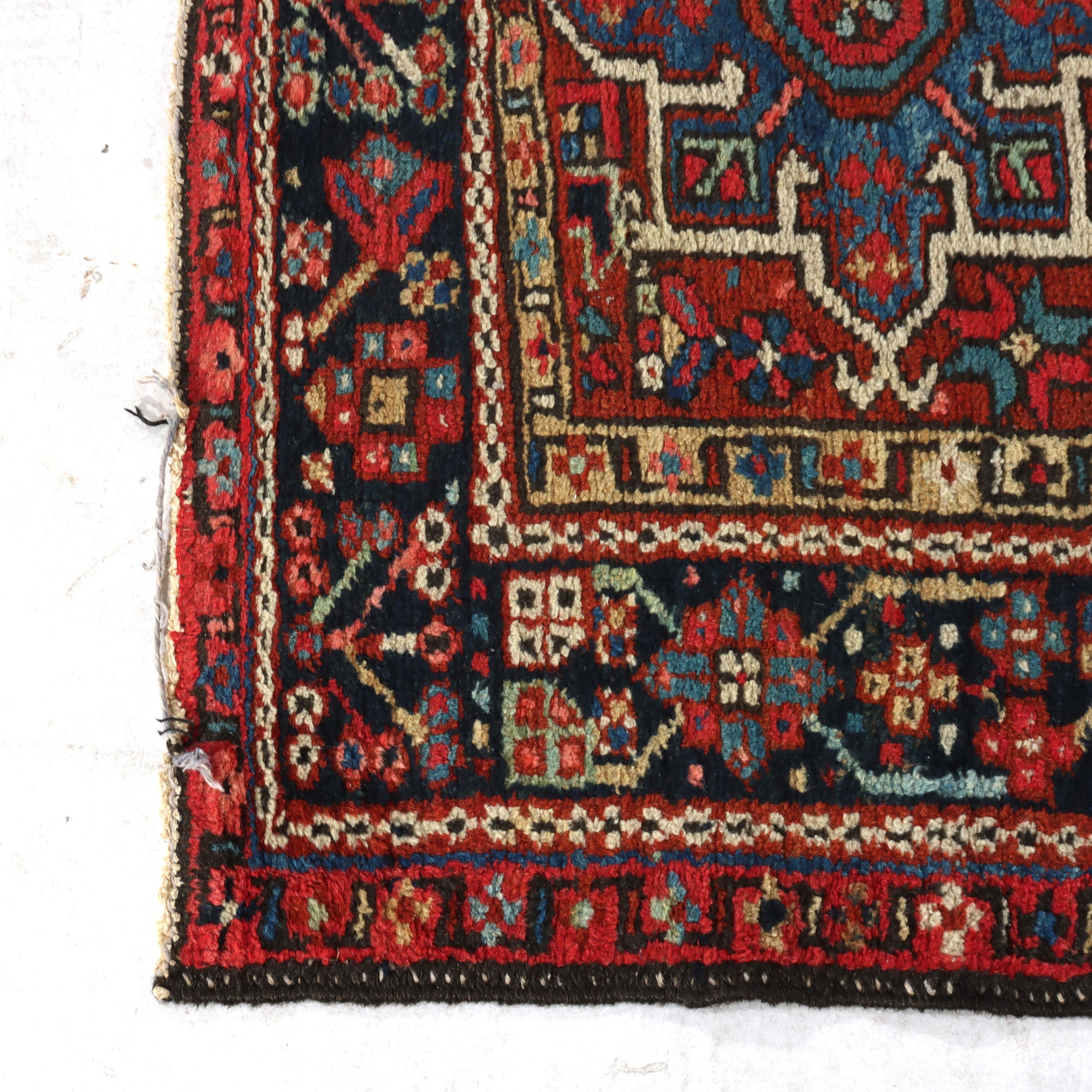 Antique Persian Karaja Throw Rug C1930 In Good Condition For Sale In Big Flats, NY