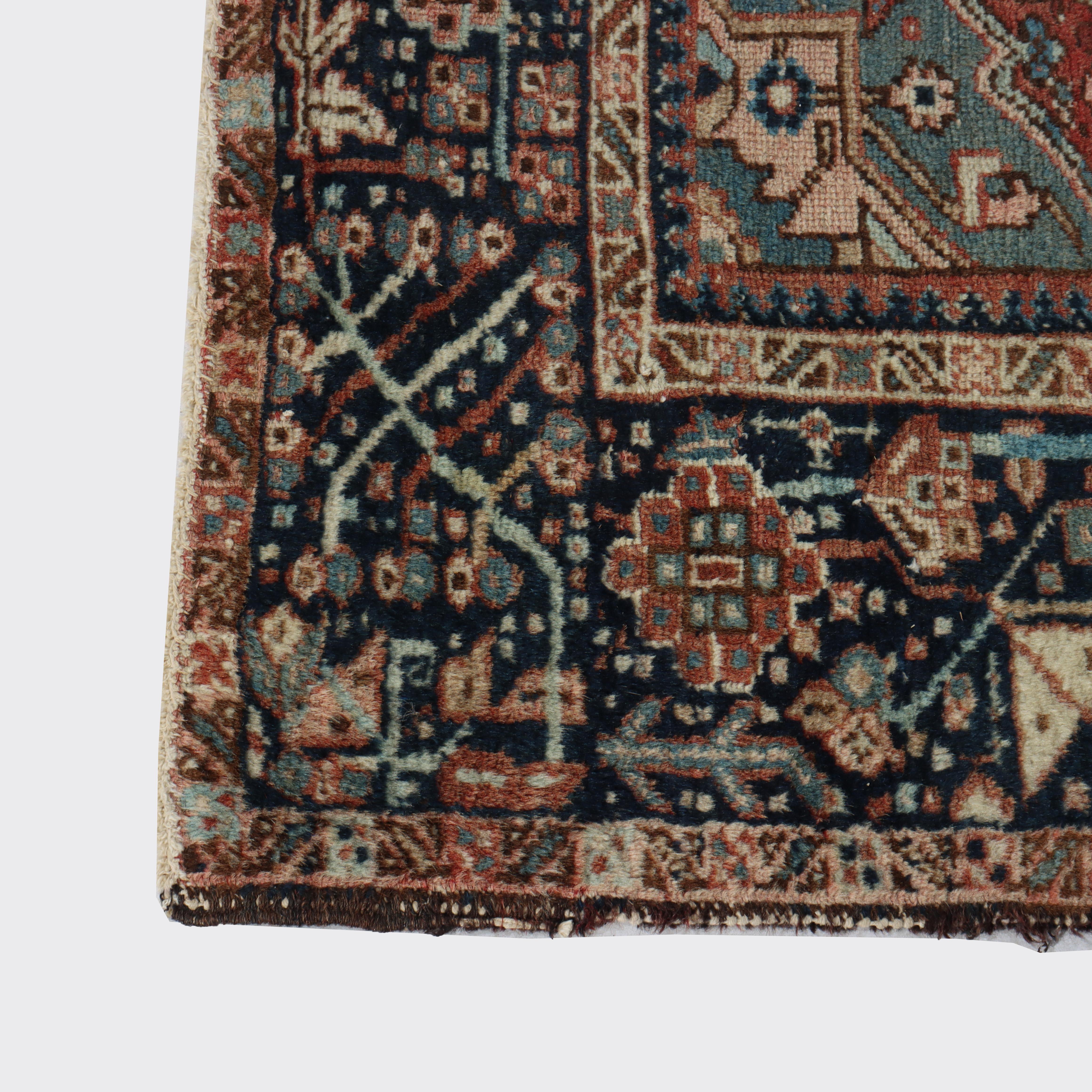 Antique Persian Karaja Throw Rug C1930 In Good Condition For Sale In Big Flats, NY