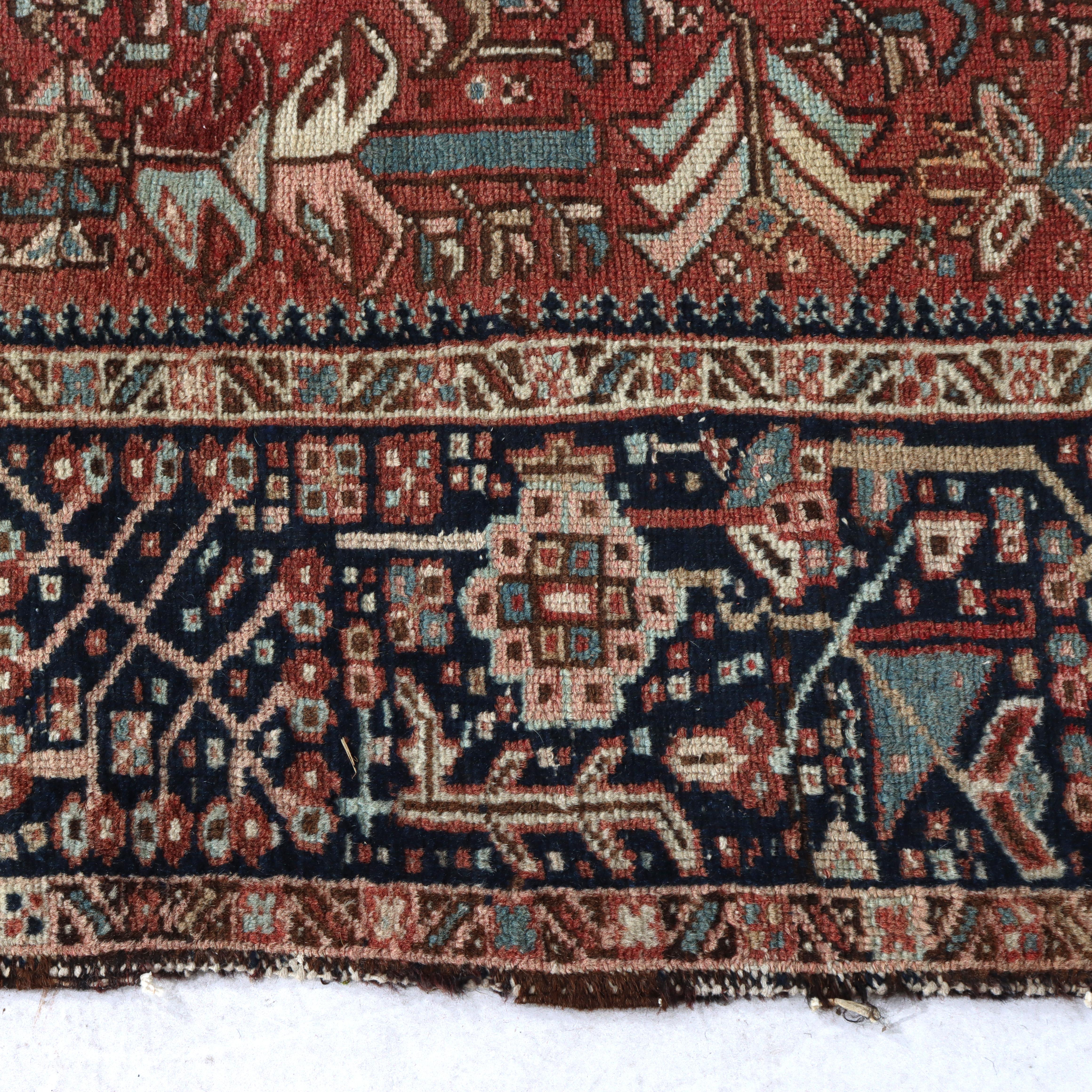 20th Century Antique Persian Karaja Throw Rug C1930 For Sale