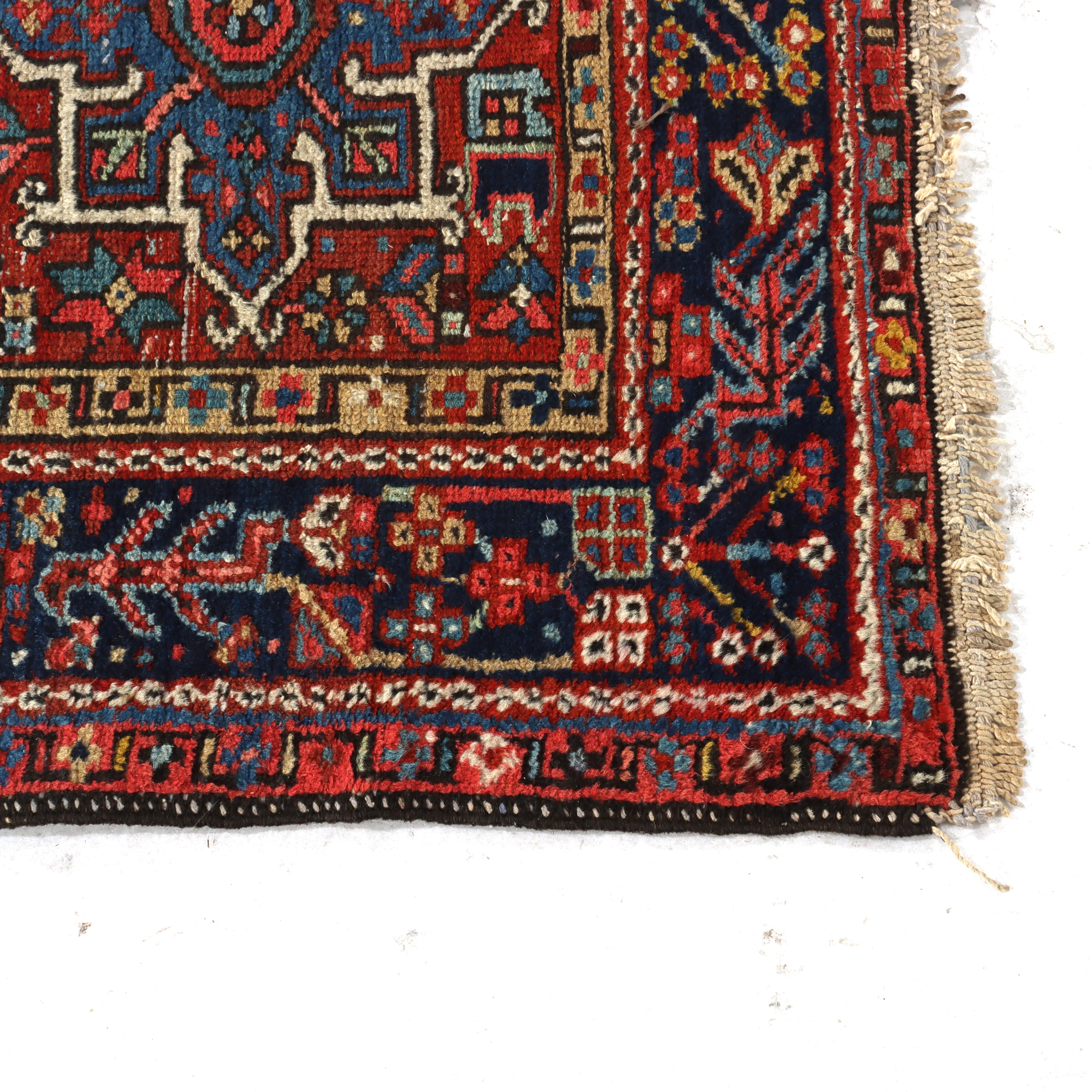 Wool Antique Persian Karaja Throw Rug C1930 For Sale