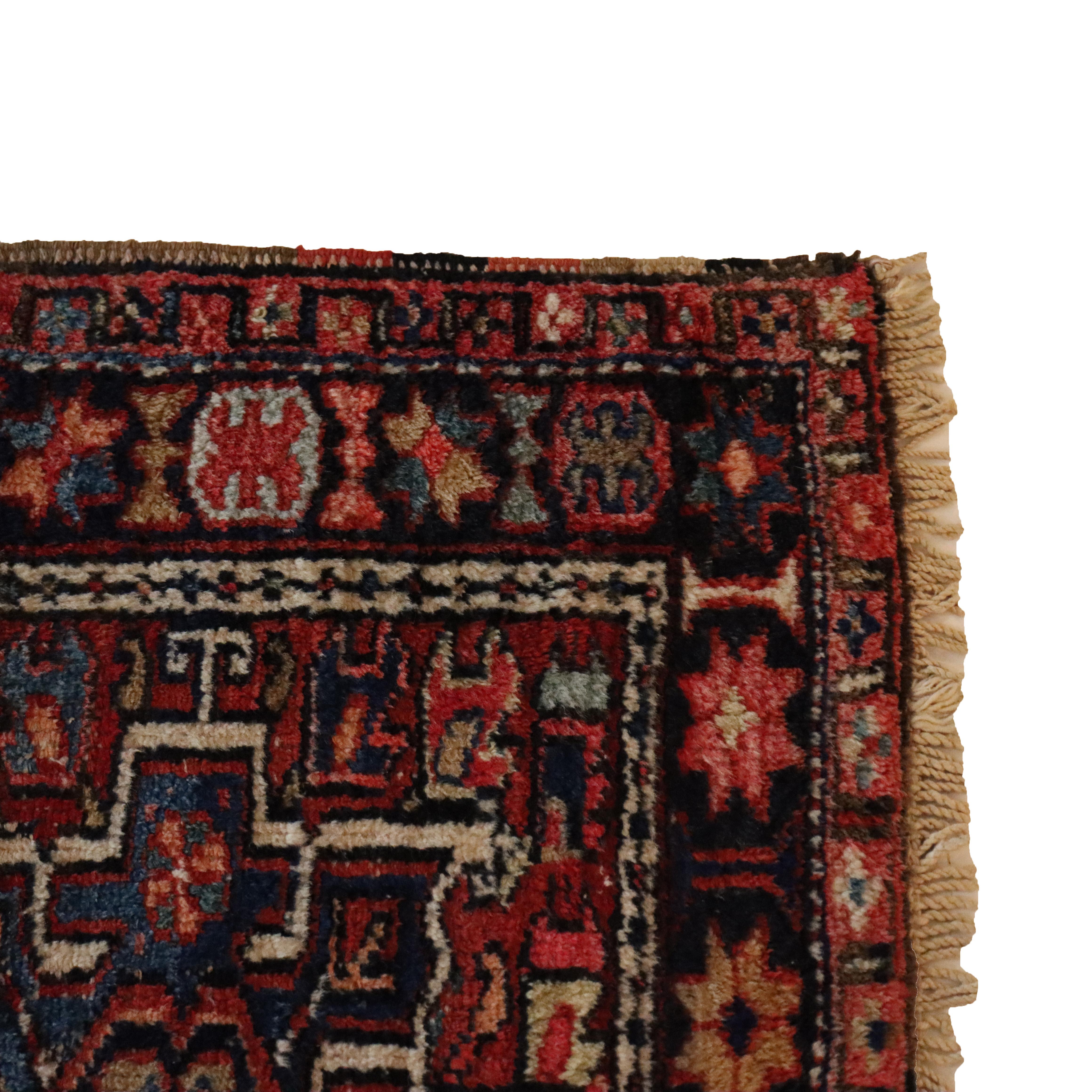 Antique Persian Karaja Triple Medallion Wool Area Rug c1930 For Sale 1