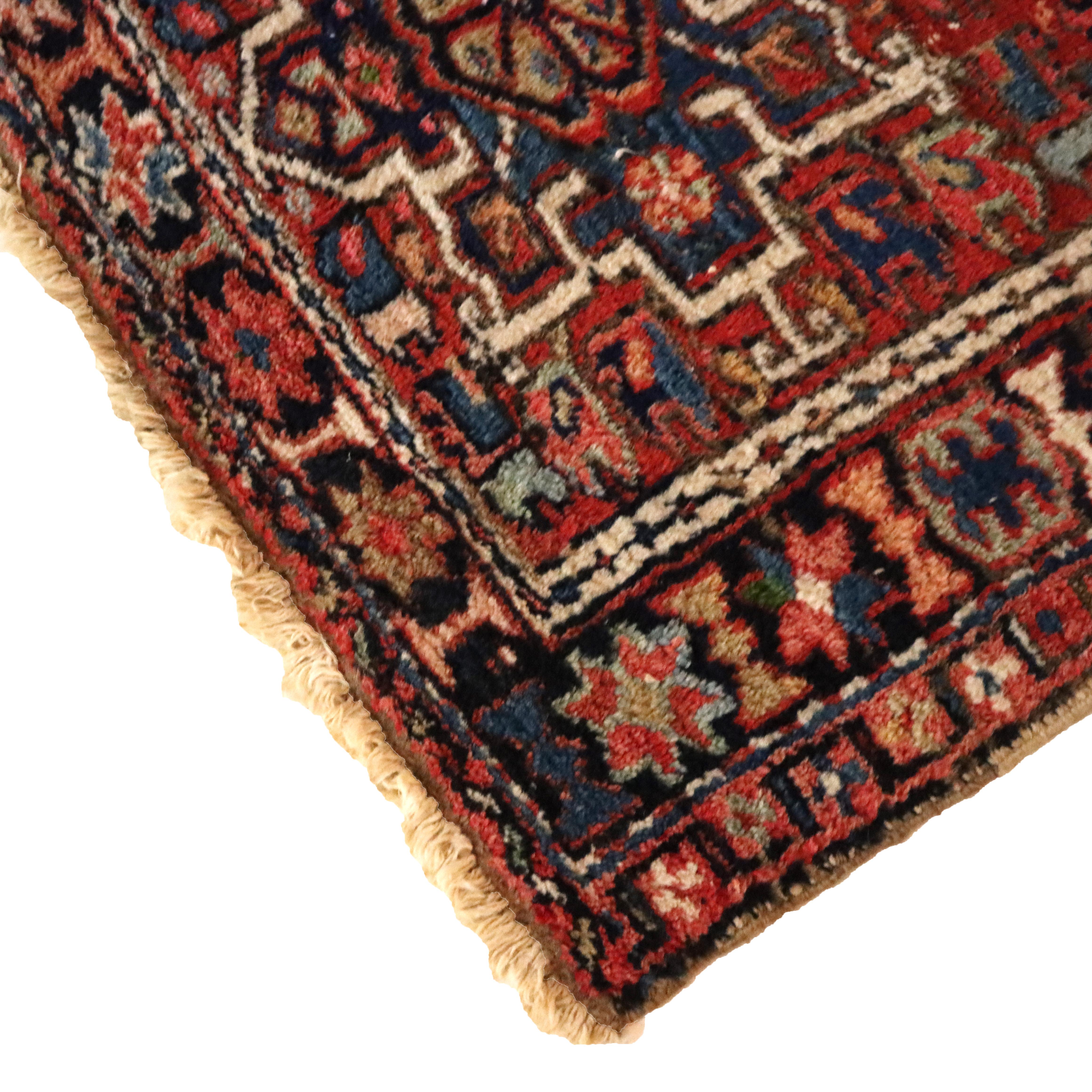 Antique Persian Karaja Triple Medallion Wool Area Rug c1930 For Sale 2