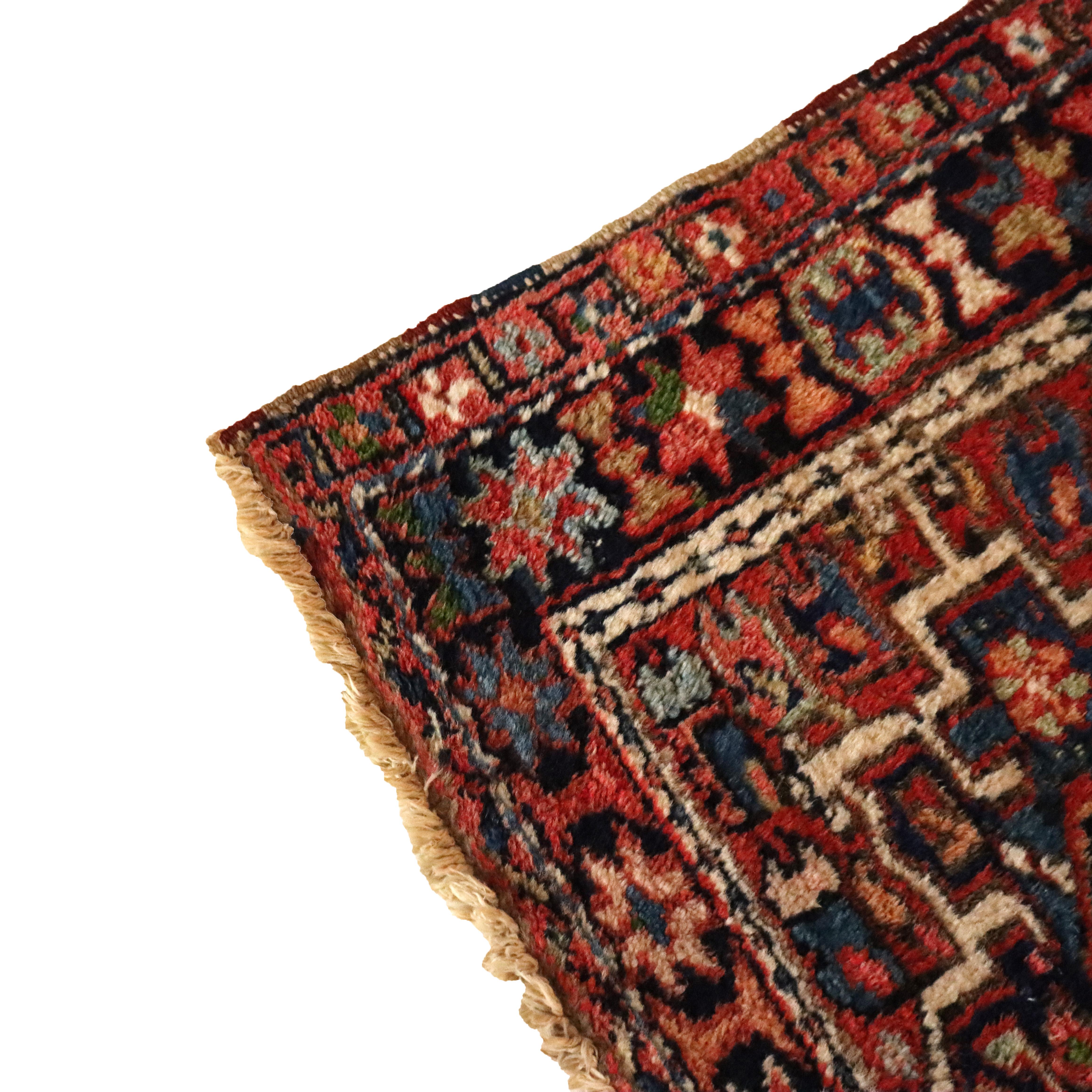 Antique Persian Karaja Triple Medallion Wool Area Rug c1930 For Sale 3