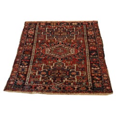 Used Persian Karaja Triple Medallion Wool Area Rug c1930
