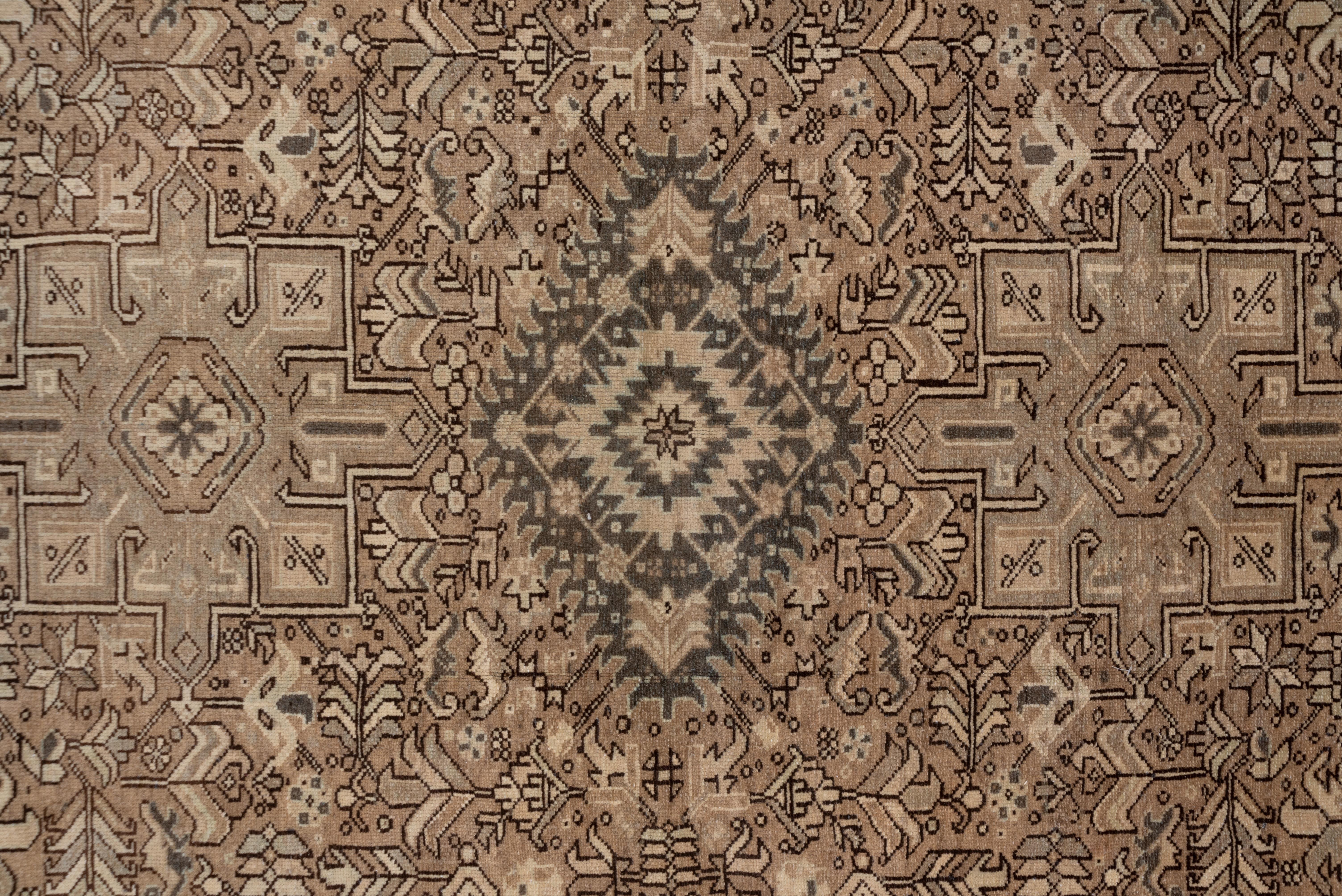 Hand-Knotted Antique Persian Karaje Gallery Rug, Light Brown Field, Beautiful Borders For Sale