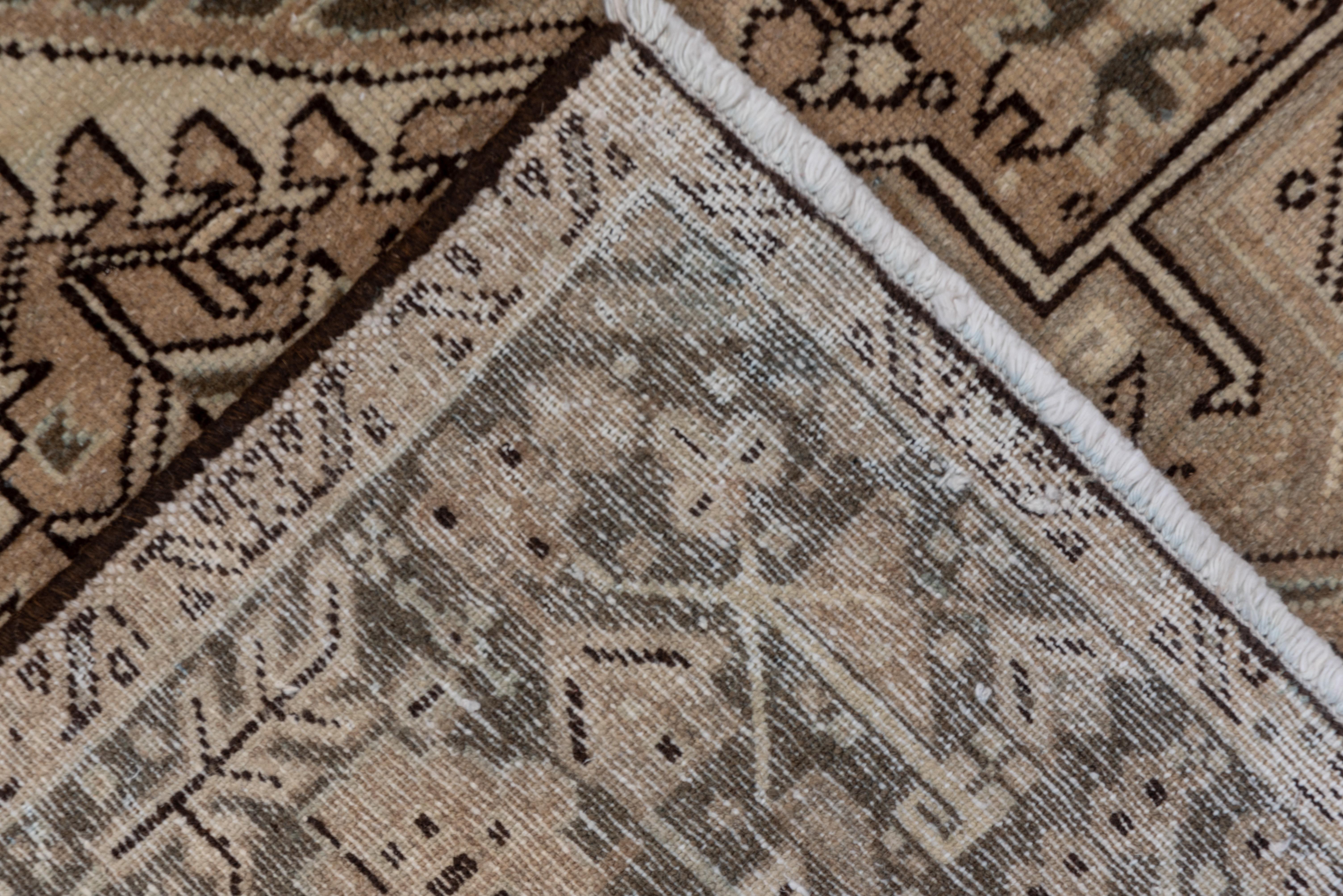 Wool Antique Persian Karaje Gallery Rug, Light Brown Field, Beautiful Borders For Sale