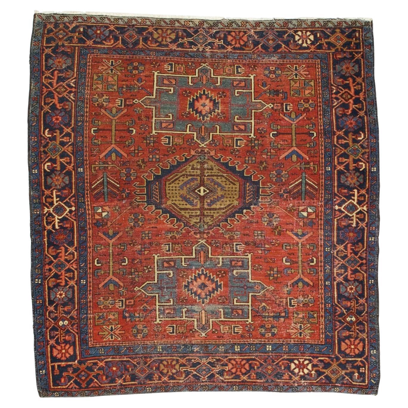 Antique Persian Karajeh Heriz Rug 5’2" x 5’6”