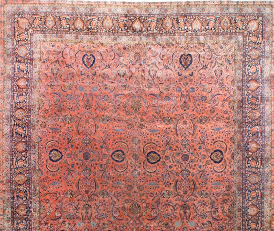 Antiker persischer Kashan-Teppich, um 1900  13'5