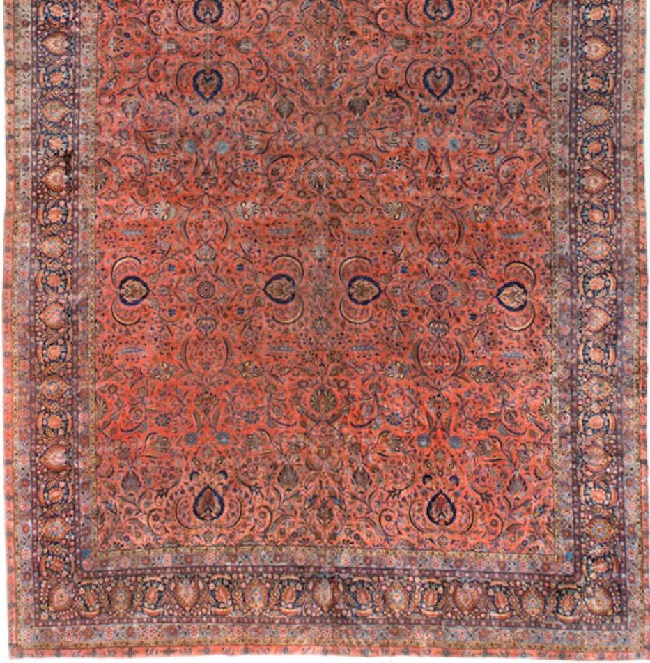 Early 20th Century Antique Persian Kashan Rug, circa 1900  13'5