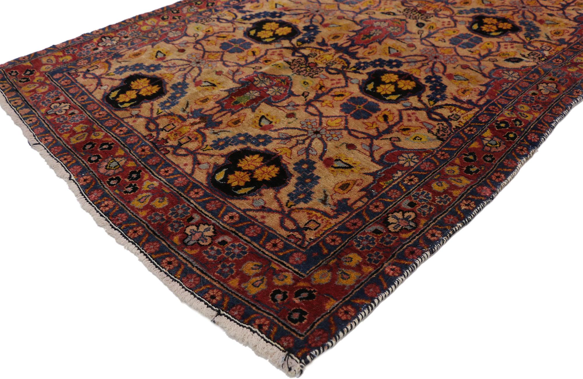 Antique Persian Kashan Accent Rug, Foyer or Entry Rug 5