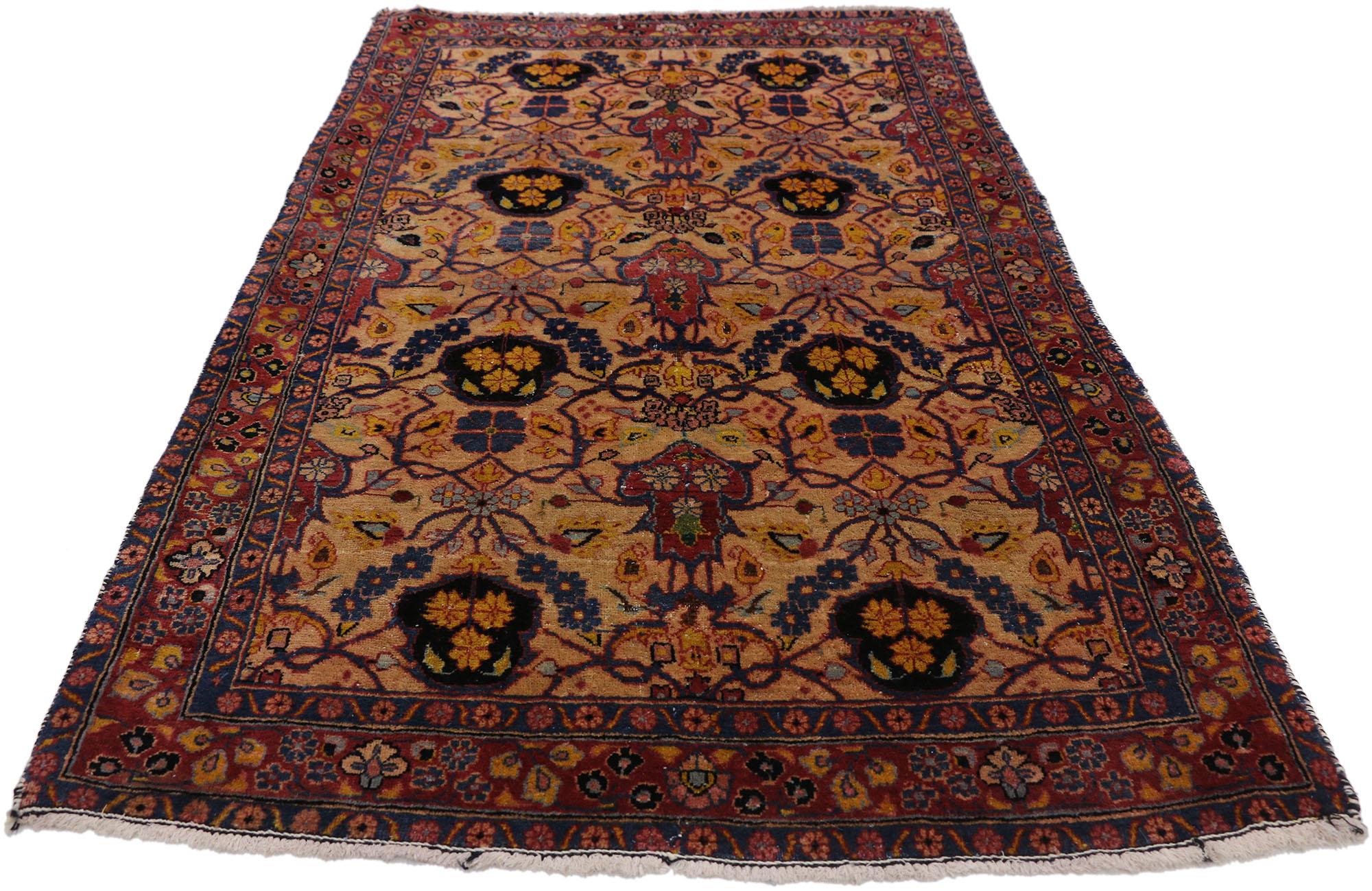 Antique Persian Kashan Accent Rug, Foyer or Entry Rug 6