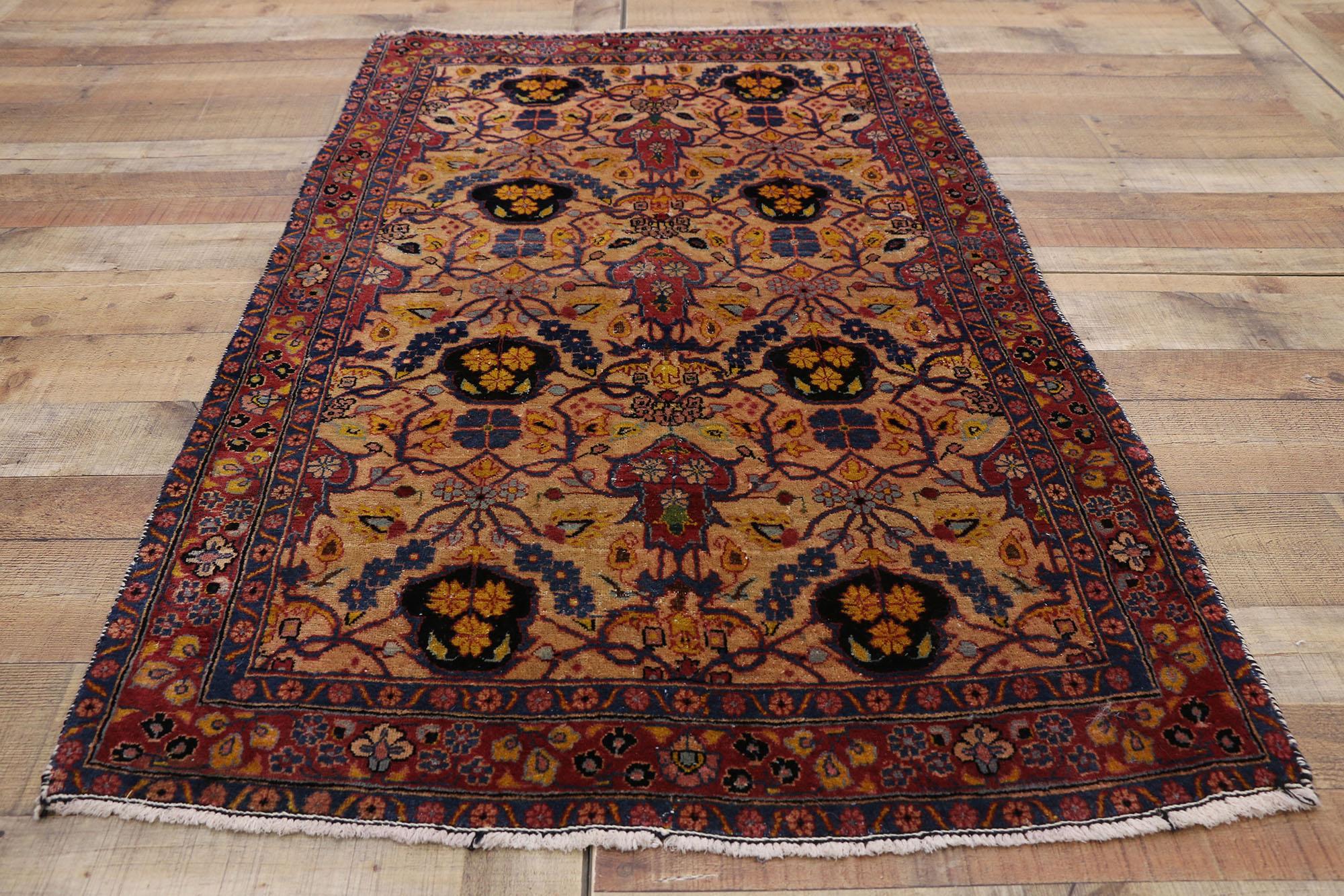 Antique Persian Kashan Accent Rug, Foyer or Entry Rug 1