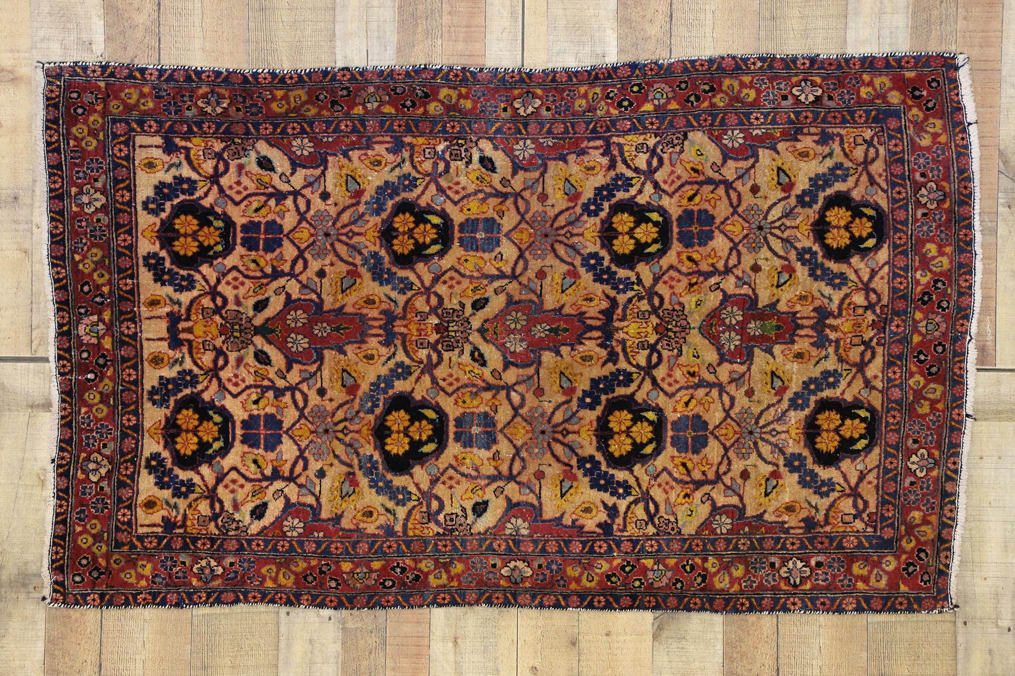 Antique Persian Kashan Accent Rug, Foyer or Entry Rug 2