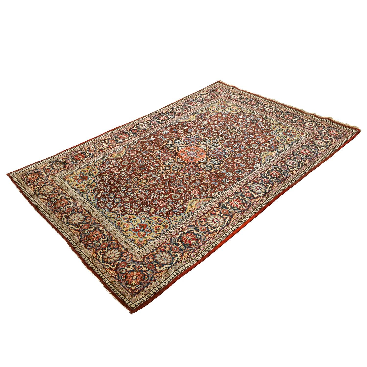 Perse Tapis persan Kashan Atash Oghli ancien - Taille : 6'9x4'5 en vente