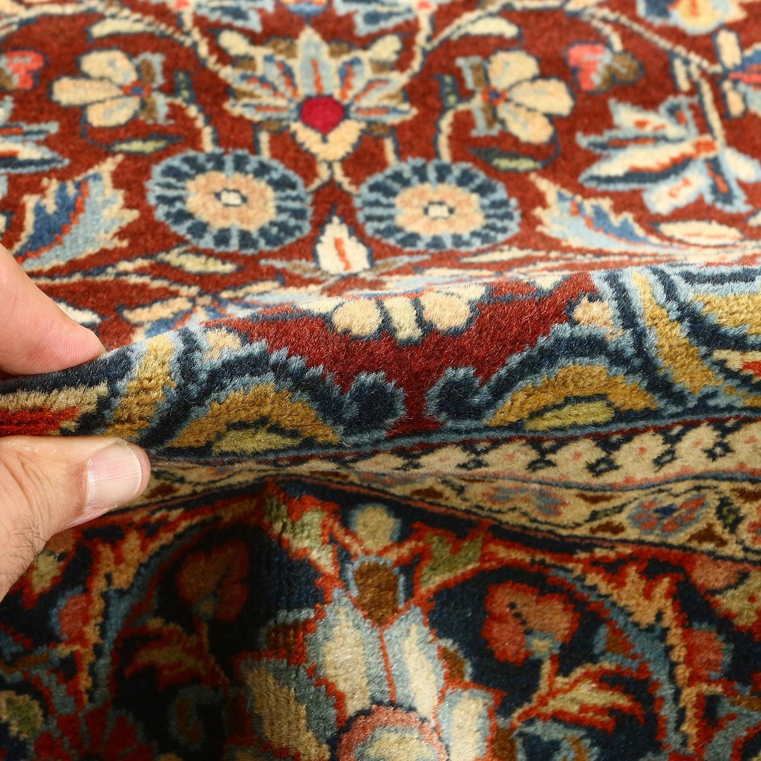 Noué à la main Tapis persan Kashan Atash Oghli ancien - Taille : 6'9x4'5 en vente