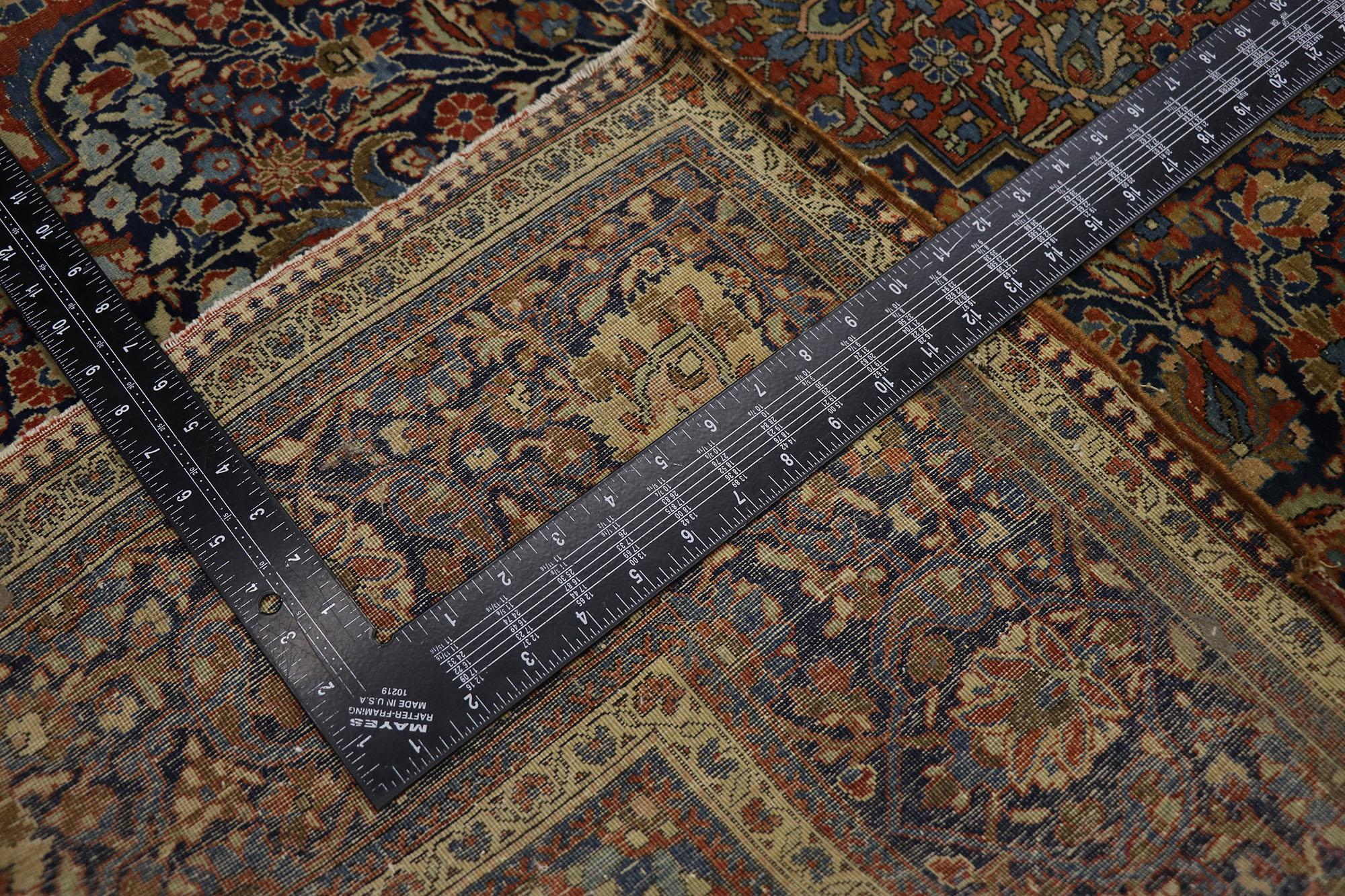 20th Century Antique Persian Kashan Rug, Austere Elegance Meets Relaxed Familiarity For Sale