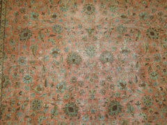 Zabihi Collection Salmon Antique Kashan Room Size Carpet