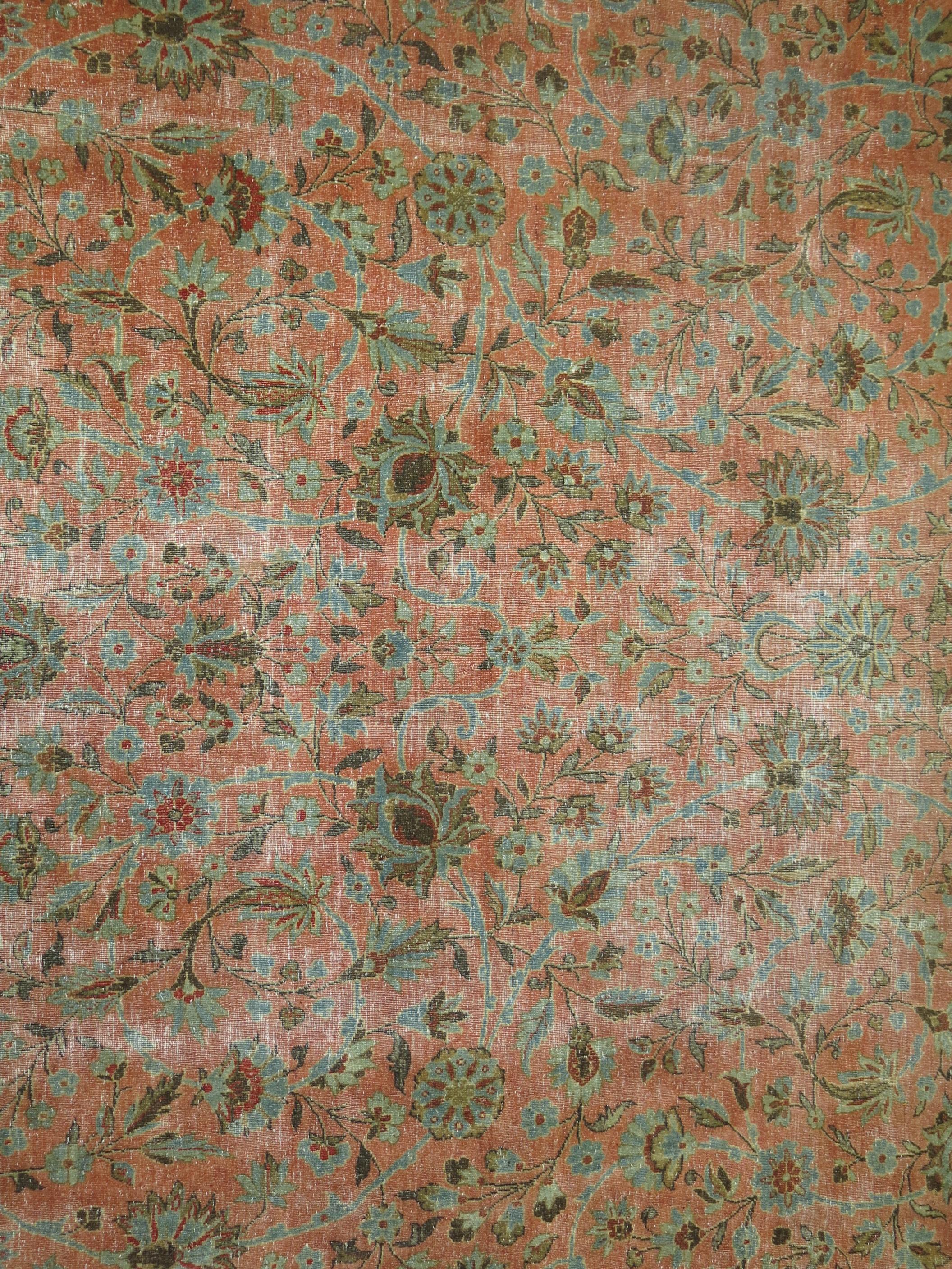 20th Century Antique Persian Kashan Carpet For Sale