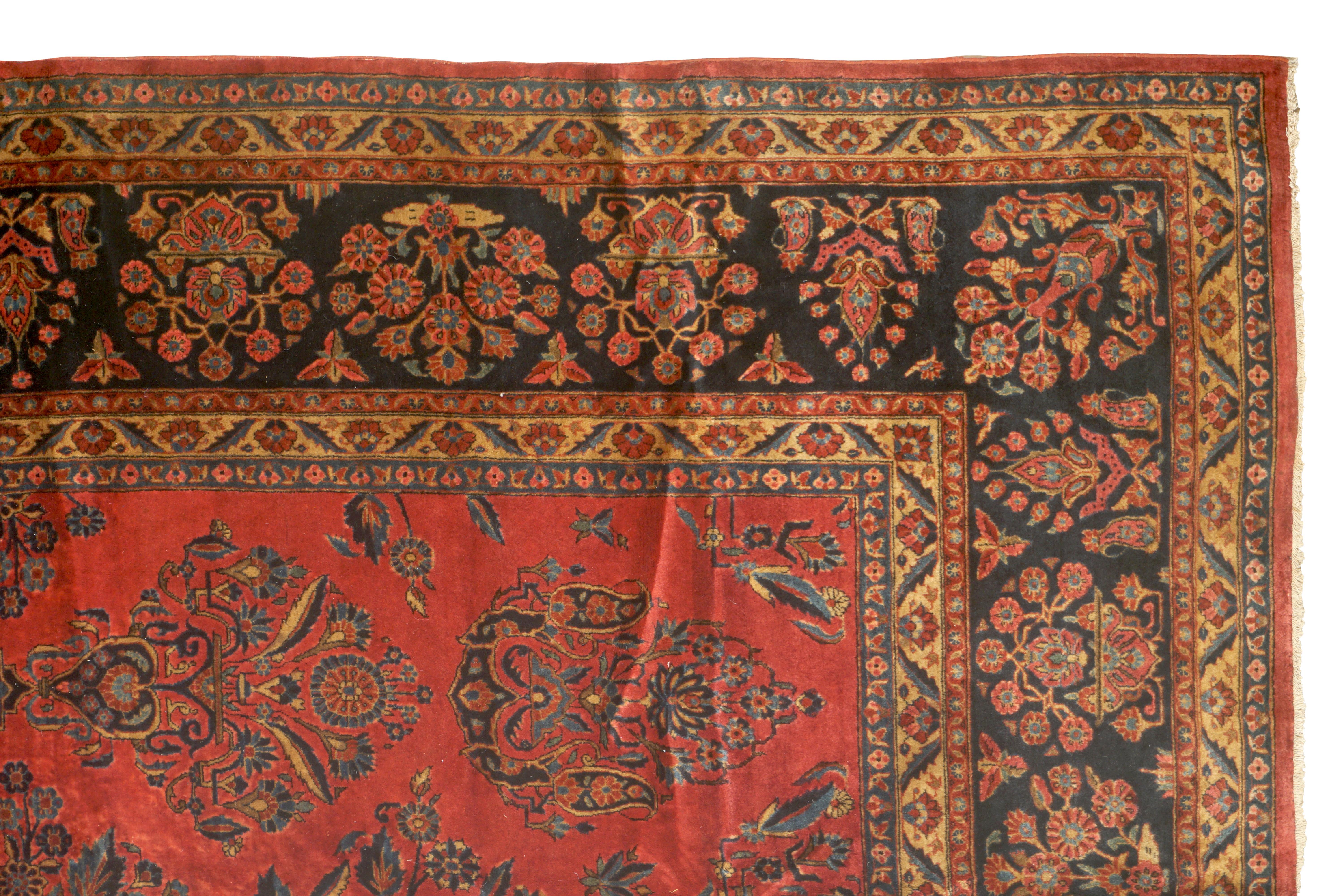 Hand-Knotted Antique Persian Kashan, Circa 1900 For Sale