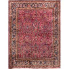Antique Persian Fine Traditional Handwoven Luxury Wool Red / Navy Rug
