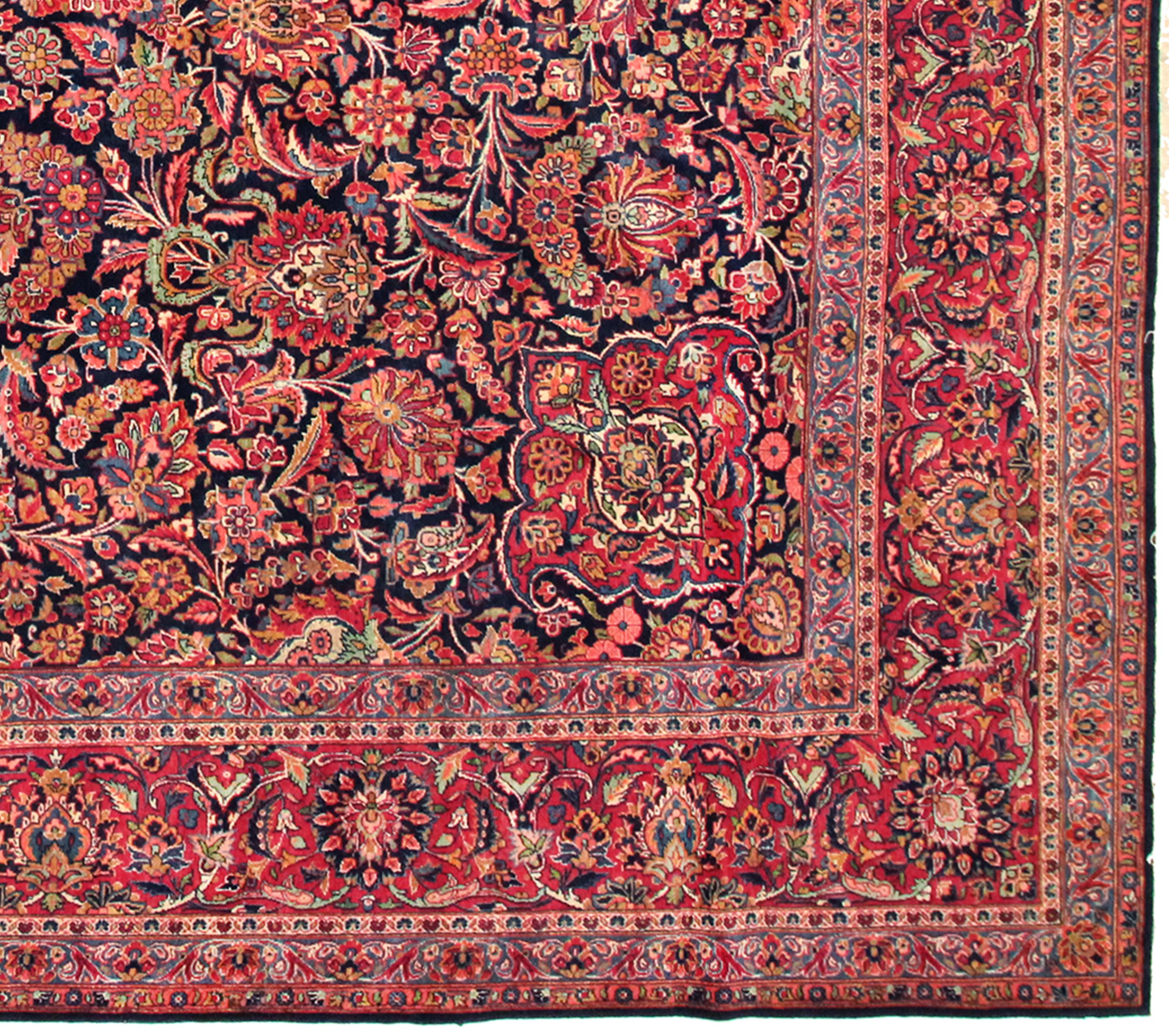Antique Persian Kashan Dabir Oriental Carpet, with Medallion & Soft Colors For Sale 1