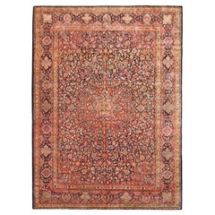 Antique Persian Kashan Dabir Oriental Carpet, with Medallion & Soft Colors