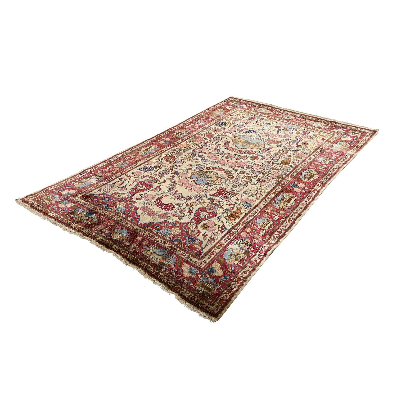 Persiano Tappeto antico persiano Kashan Dabir in pura seta - Dimensioni: 6'10x4'3 in vendita