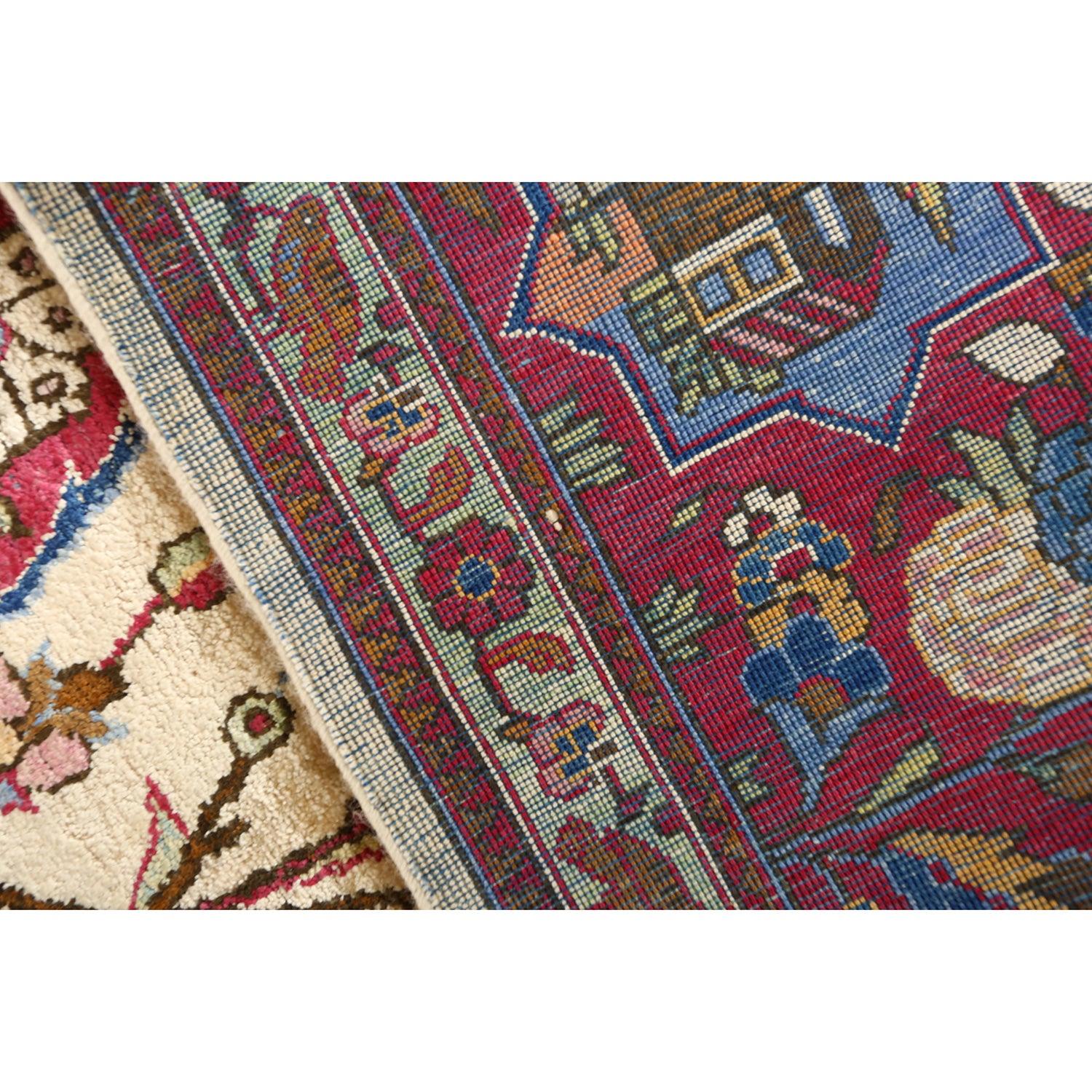 Annodato a mano Tappeto antico persiano Kashan Dabir in pura seta - Dimensioni: 6'10x4'3 in vendita