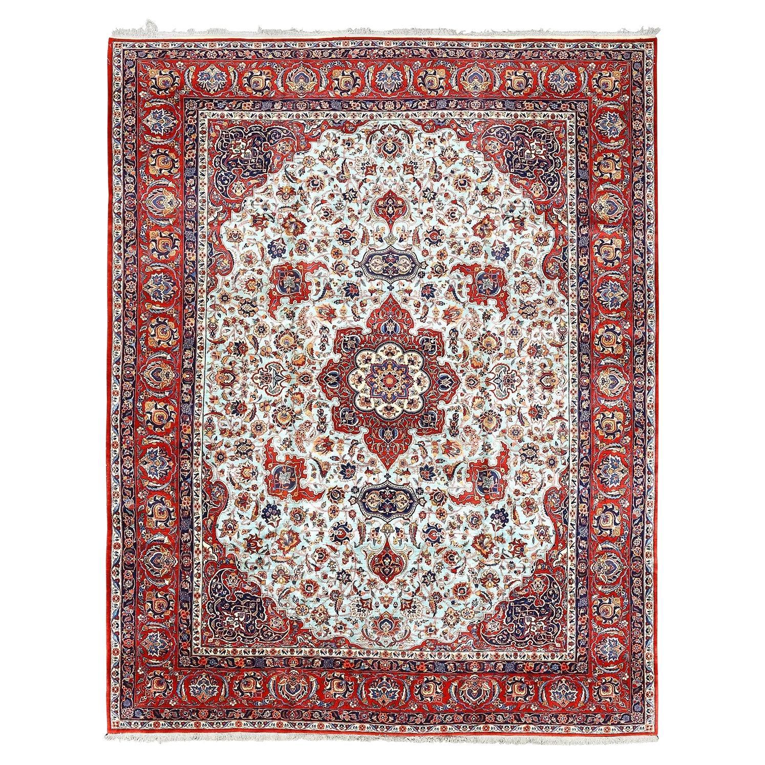 Antique Persian Kashan Dabir Rug - Size: 12'6 X 9'11