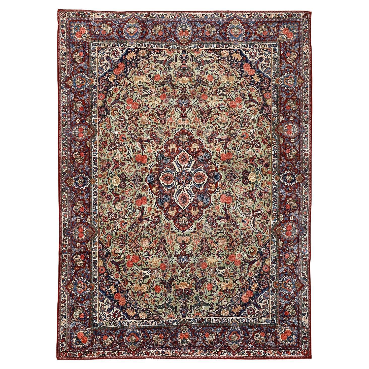 Alfombra Persa Antigua Kashan Dabir - Tamaño: 14' X 10'3
