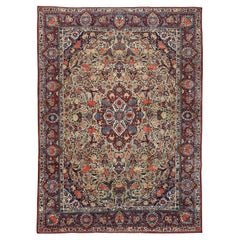 Antique Persian Kashan Dabir Rug - Size: 14' X 10'3