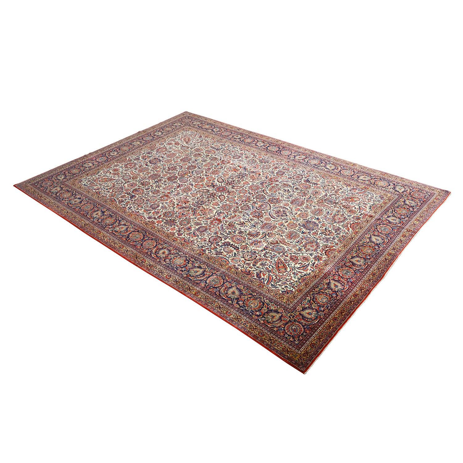 Perse Tapis persan Kashan Dabir ancien - Taille : 14'10 X 10'6 en vente