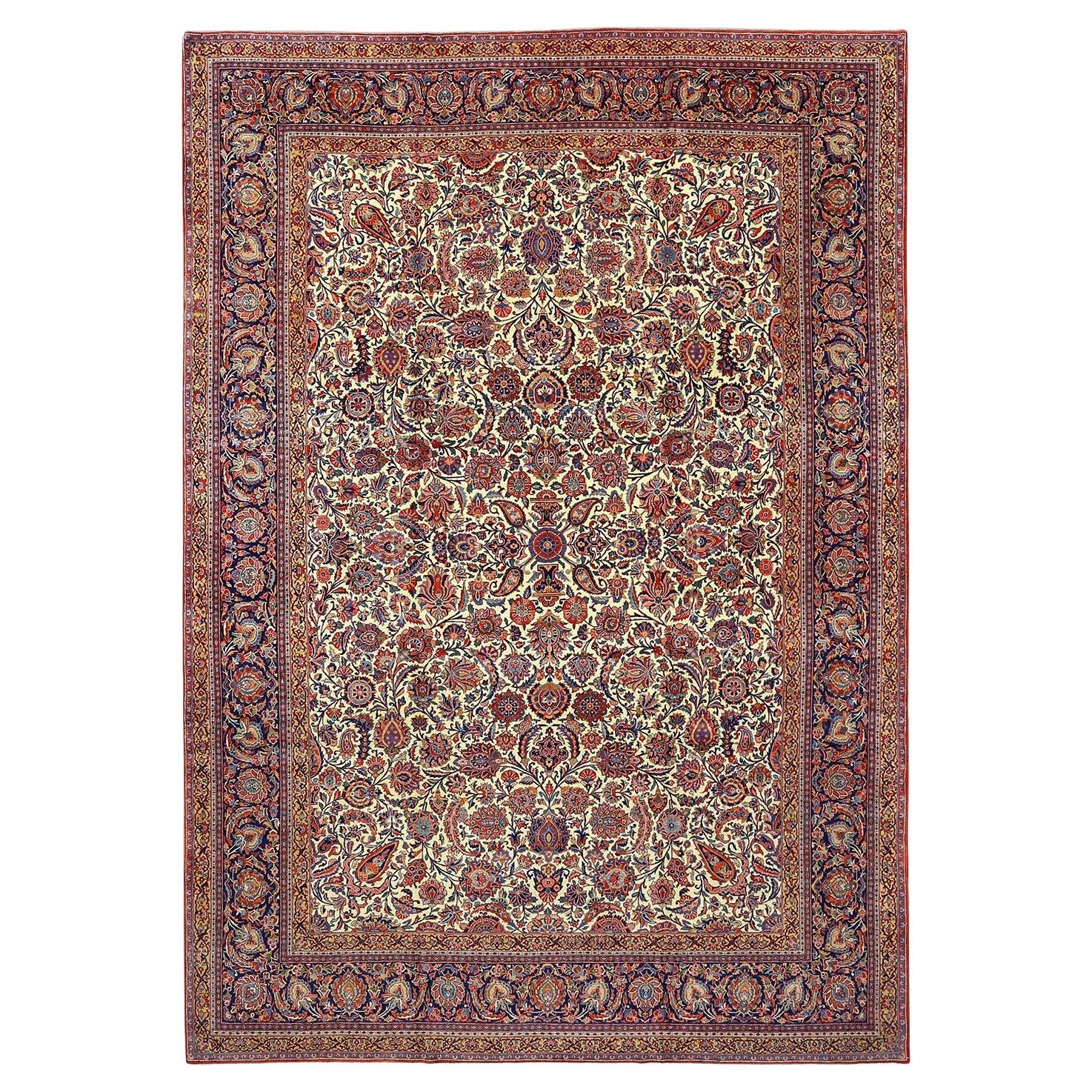Tapis persan Kashan Dabir ancien - Taille : 14'10 X 10'6