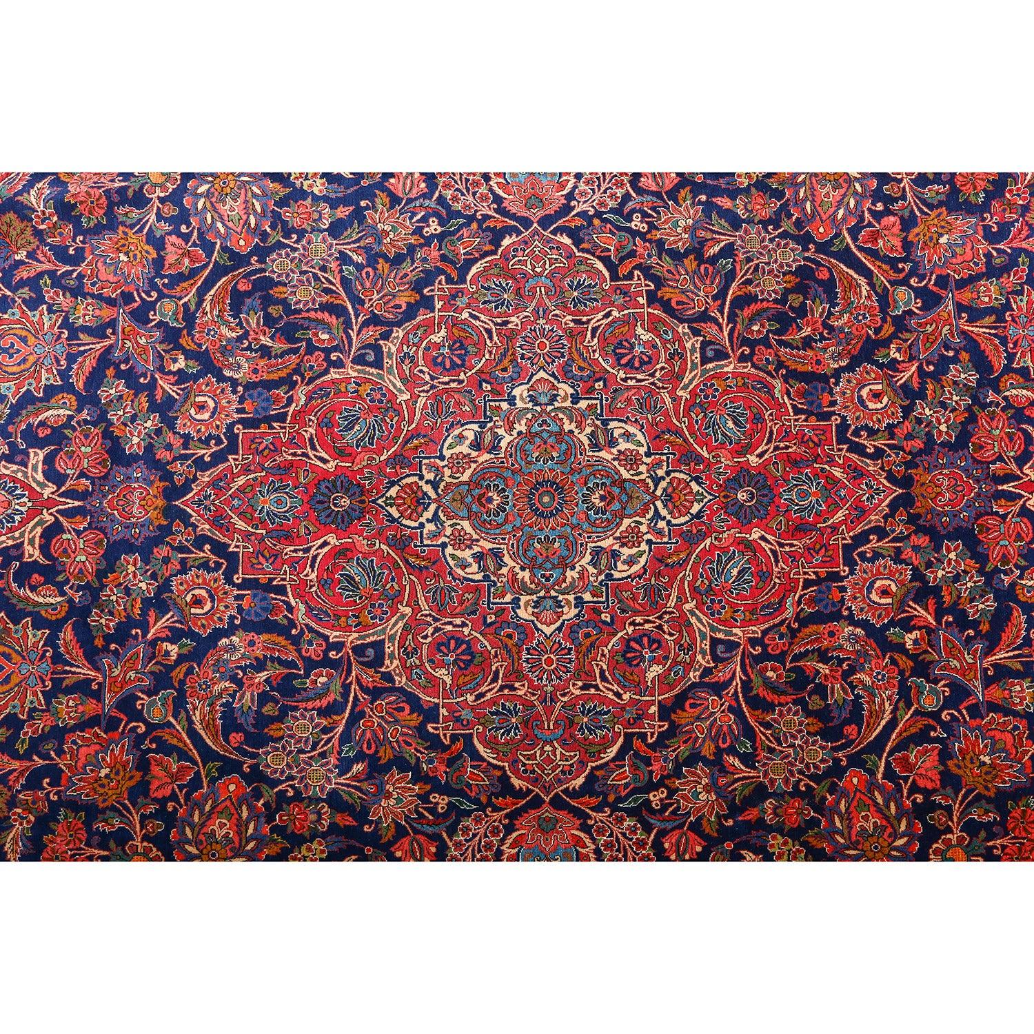 Noué à la main Tapis persan Kashan Dabir ancien - Taille : 15'4 x 10'9 en vente