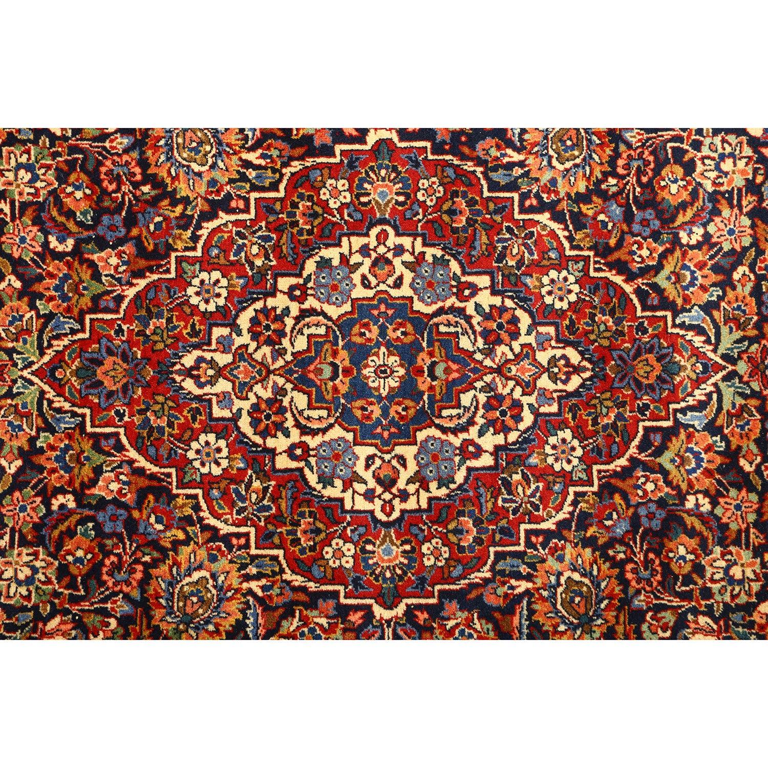 Noué à la main Tapis persan Kashan Dabir ancien - Taille : 6'10x4'5 en vente