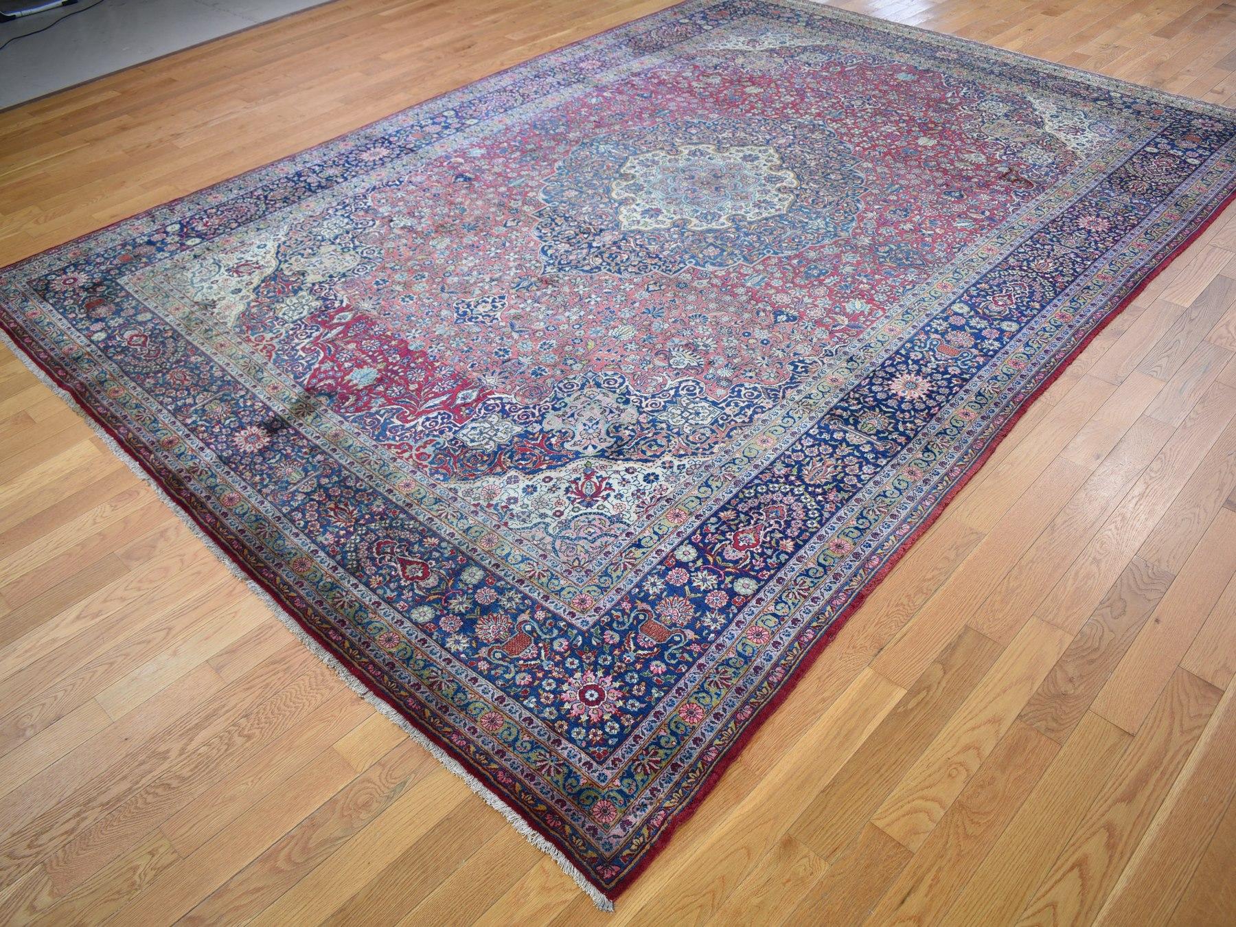 Hand-Knotted Antique Persian Kashan, Soft , Abrush, Hand Knotted Oriental Rug, 8'7