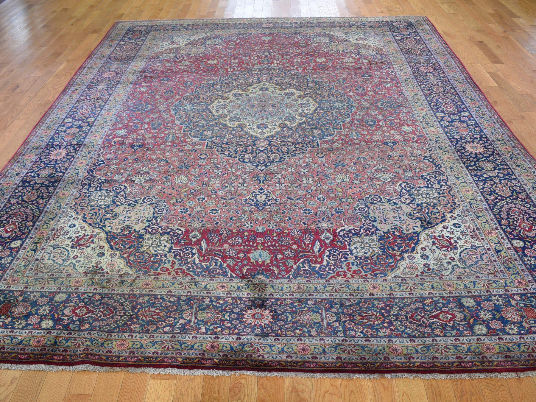 Antique Persian Kashan, Soft , Abrush, Hand Knotted Oriental Rug, 8'7