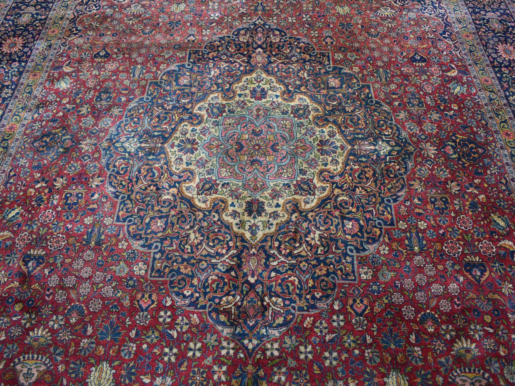 Antique Persian Kashan, Soft , Abrush, Hand Knotted Oriental Rug, 8'7