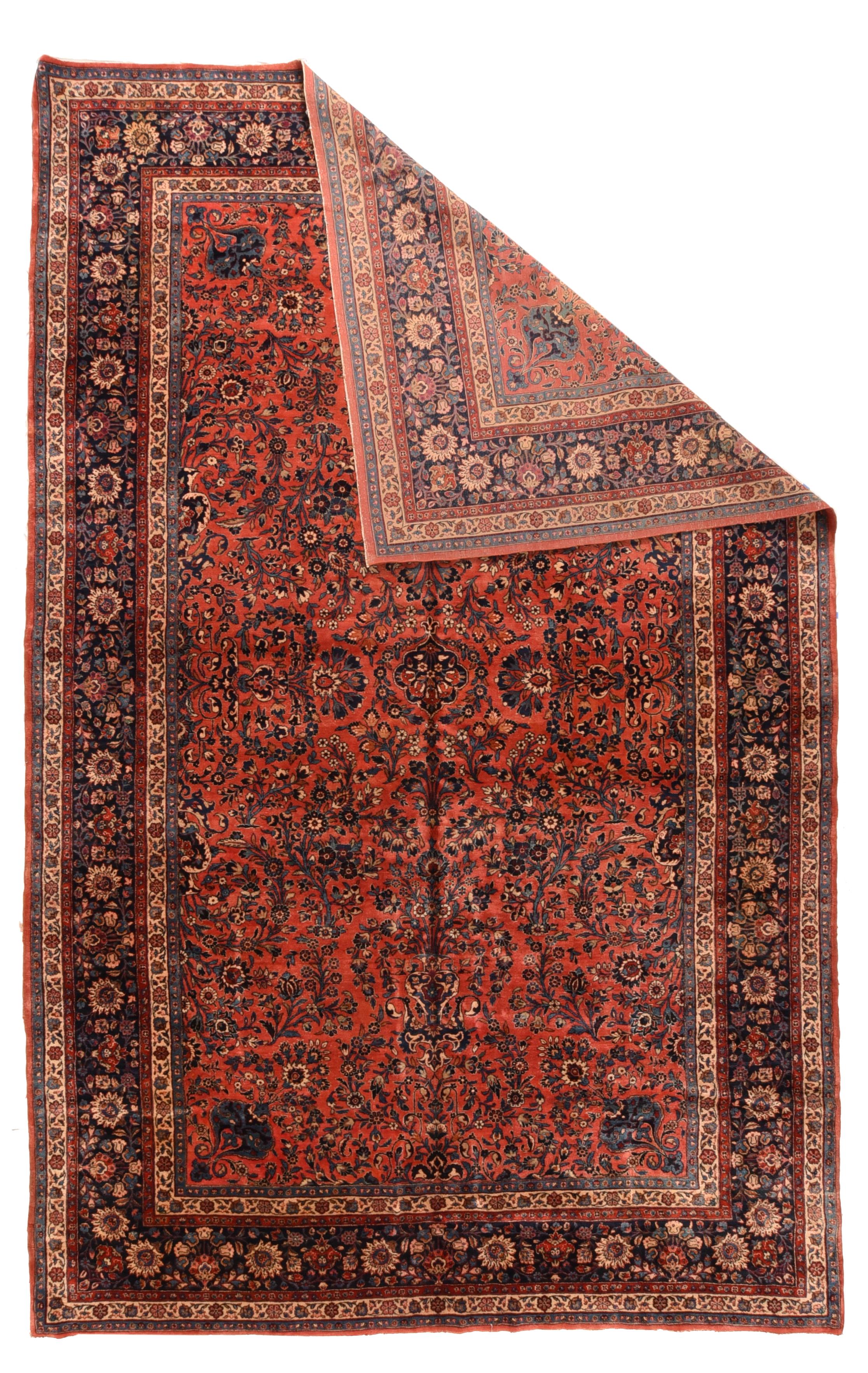 Tapis ancien persan Kashan 9'0'' x 14'1''. Il s'agit d'un tapis sarouk classique de village de Perse occidentale de 