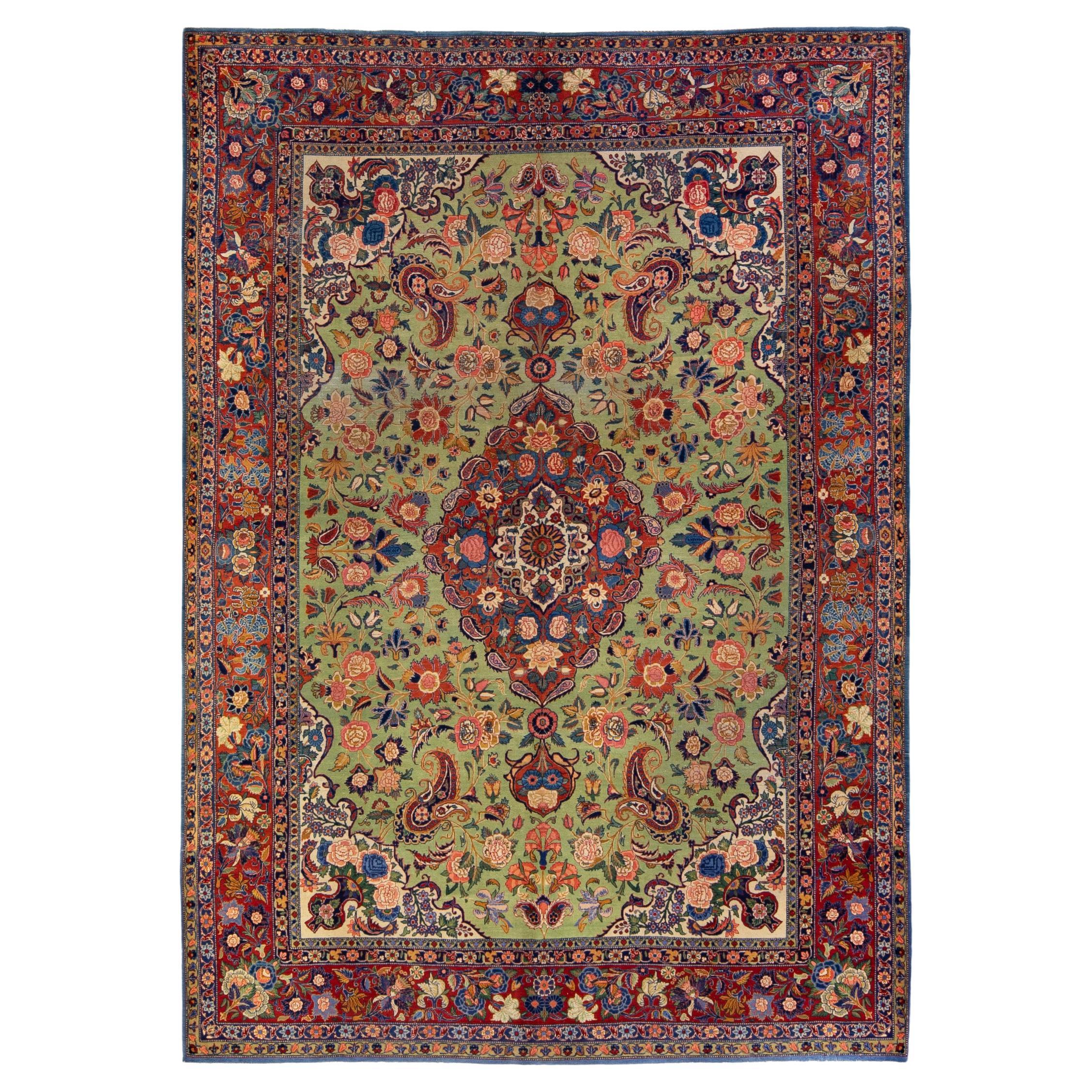 Antique Beige and Blue Persian Kashan Rug For Sale at 1stDibs antike teppiche
