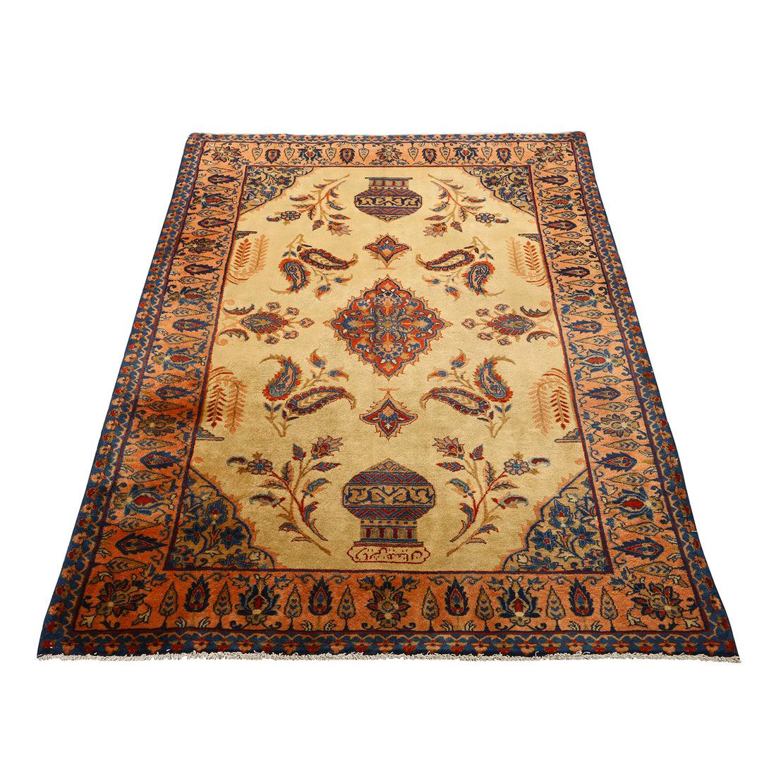Antique Kashan Kork Manchester 4'11x3'4 in Kork and Cotton 

Key Details:
Pile: Kork
Foundation: Cotton
Origin: Kashan Kork Manchester
Design: Center medallion
Approximate Age: 100 years
Quality (KPI): 275
Condition: Very good
Dimension: