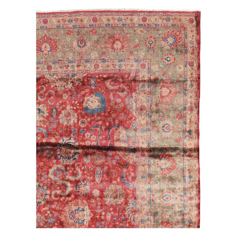 Antique Persian Kashan Large Rug For Sale at 1stDibs