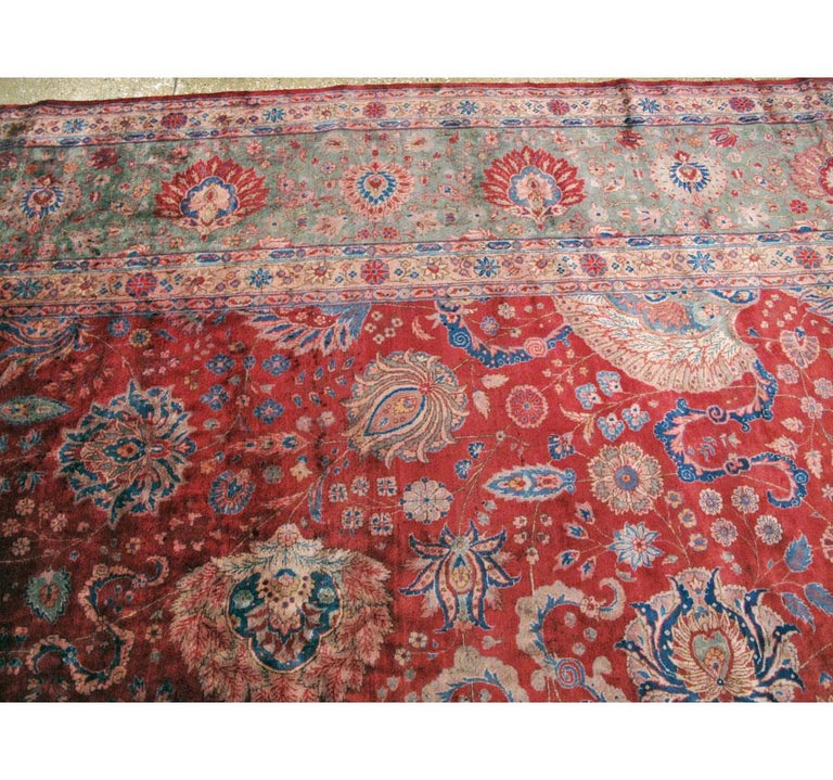 Antique Persian Kashan Large Rug For Sale at 1stDibs
