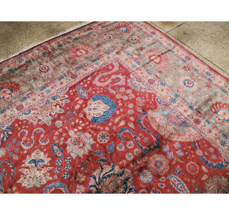 Antique Persian Kashan Large Rug For Sale at 1stDibs