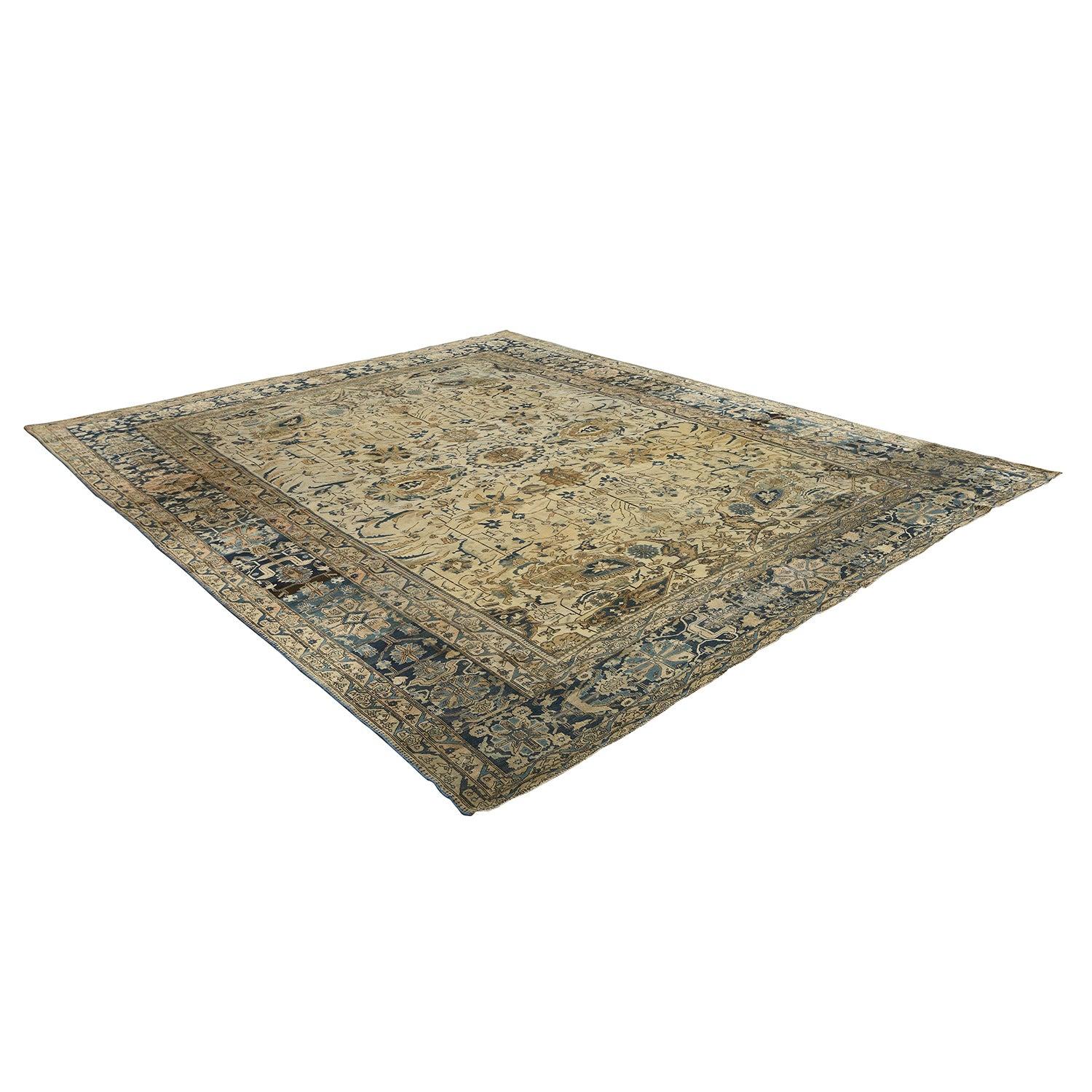 Persiano Tappeto antico persiano Kashan Mohtasham - Dimensioni: 12'0x10'0 in vendita