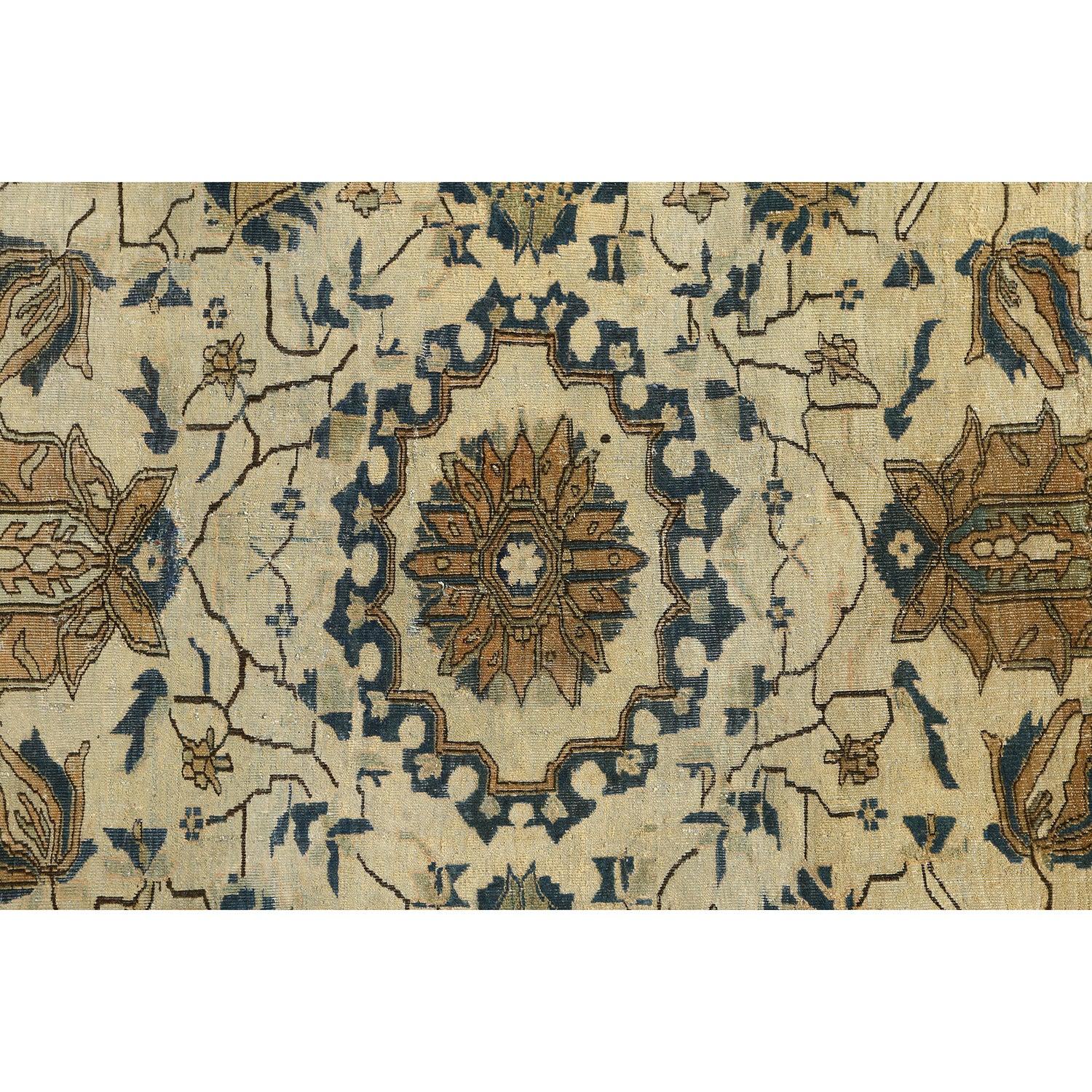 Annodato a mano Tappeto antico persiano Kashan Mohtasham - Dimensioni: 12'0x10'0 in vendita